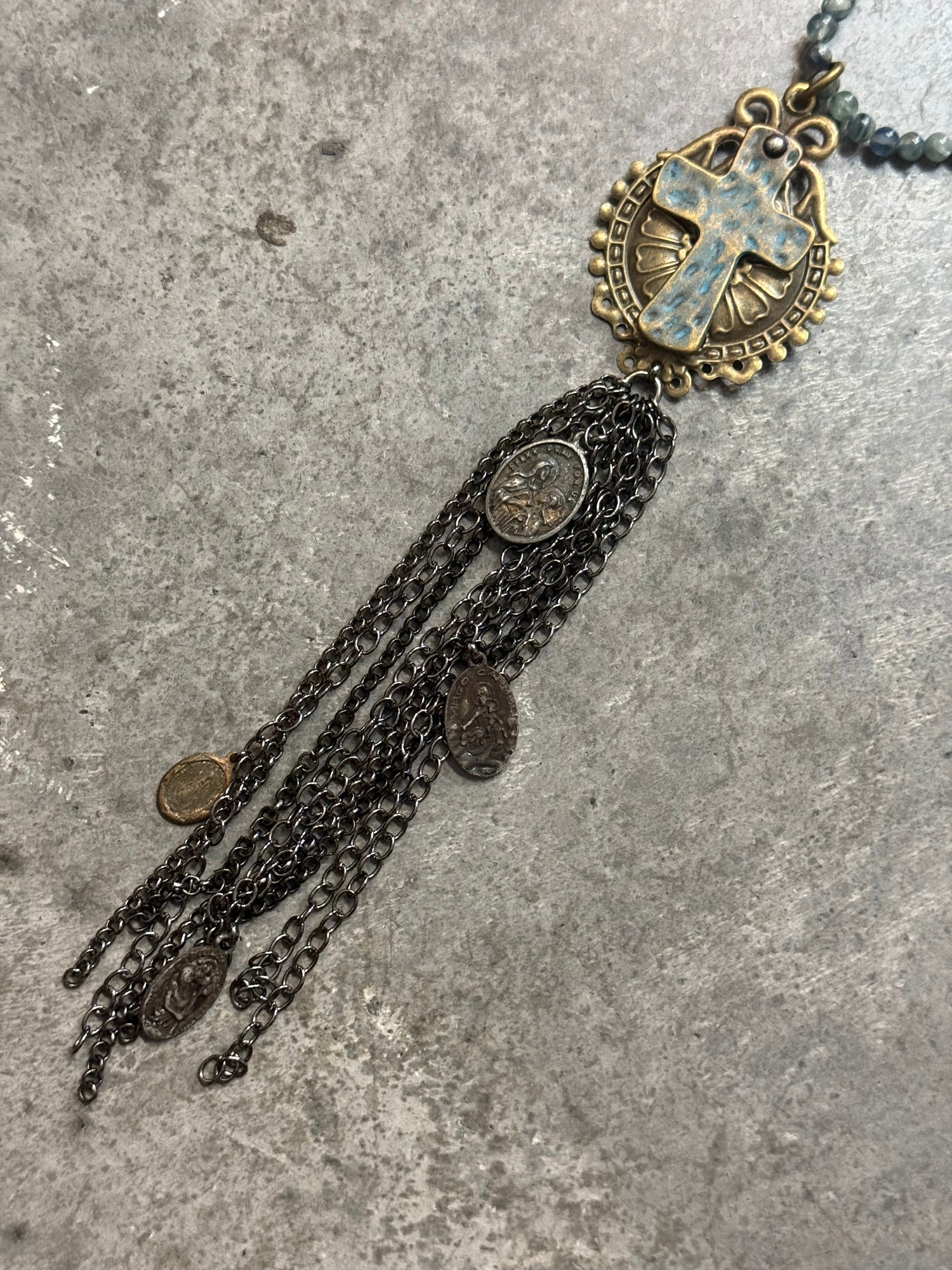 Cross Medallion with Tassel Necklace