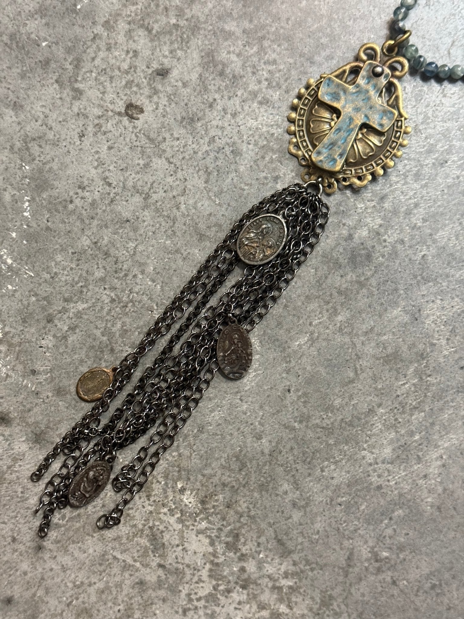 Cross Medallion with Tassel Necklace - Vintage Vault Boutique