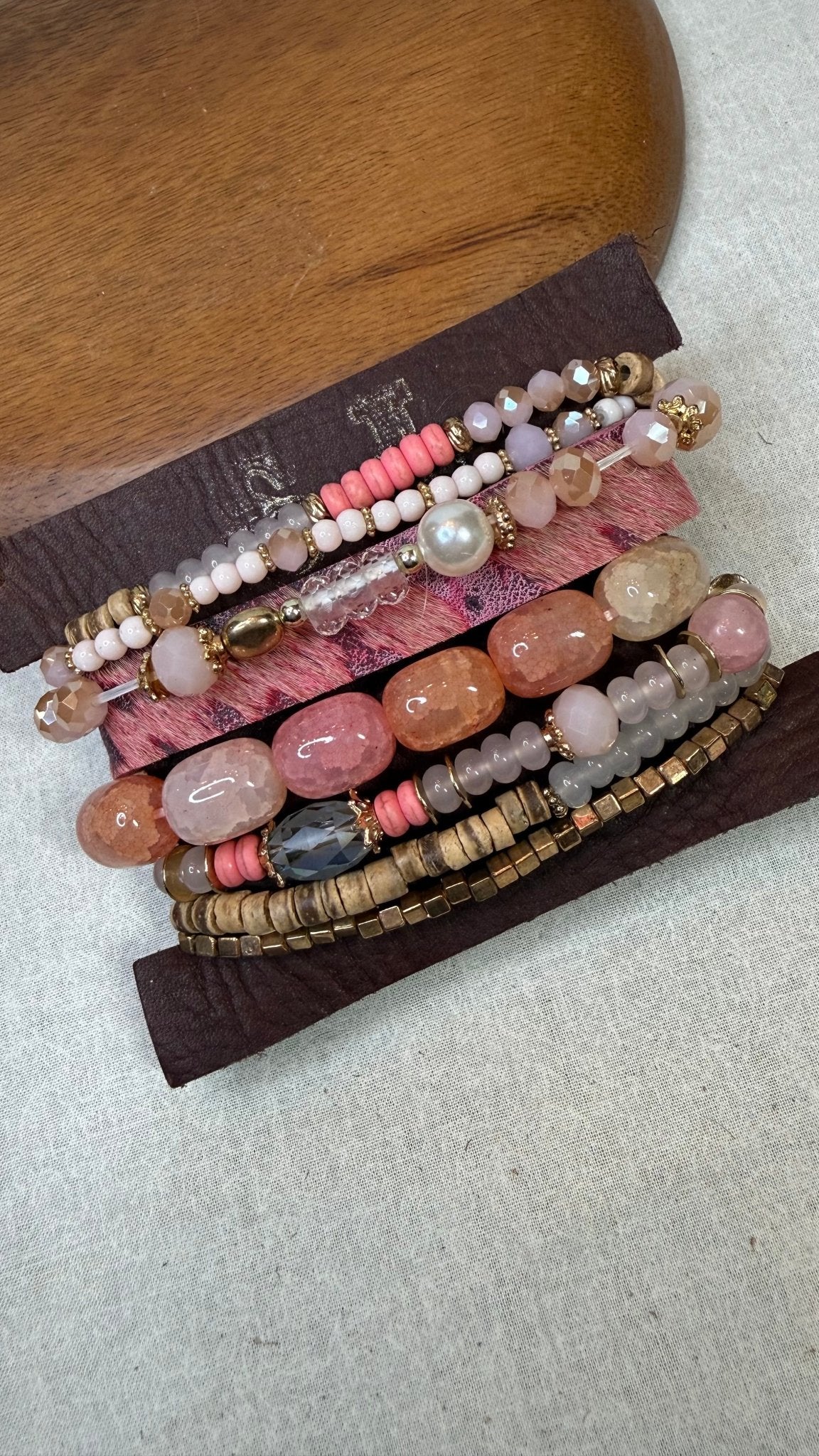 Pink Stretch Bracelet Stack - Vintage Vault Boutique