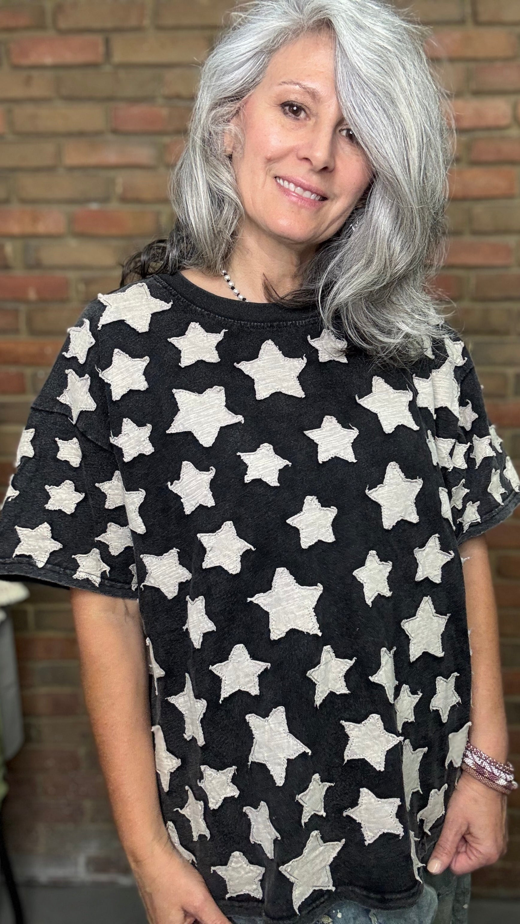 Star Patch Round Neck T-Shirt