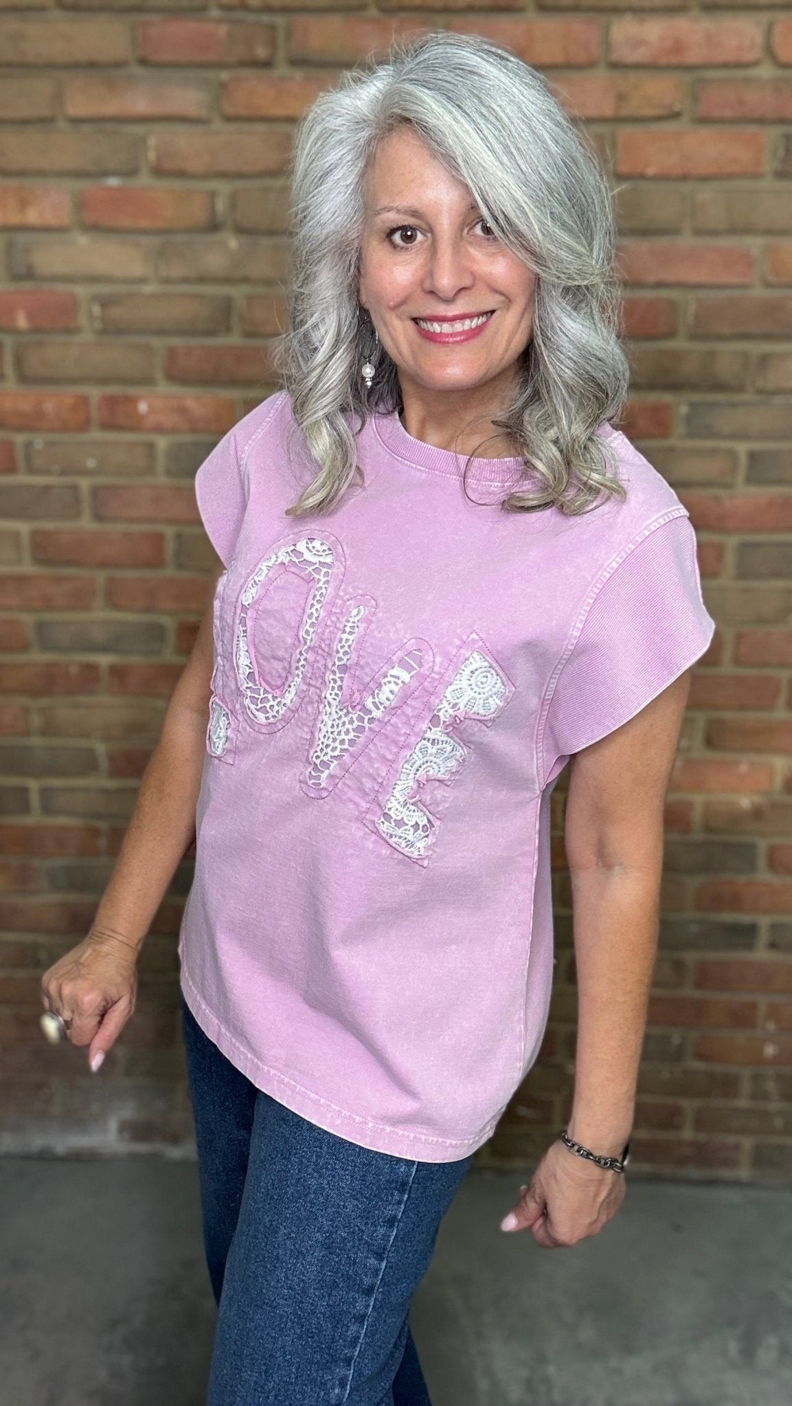 Pink LOVE Patch Sweatshirt - Vintage Vault Boutique