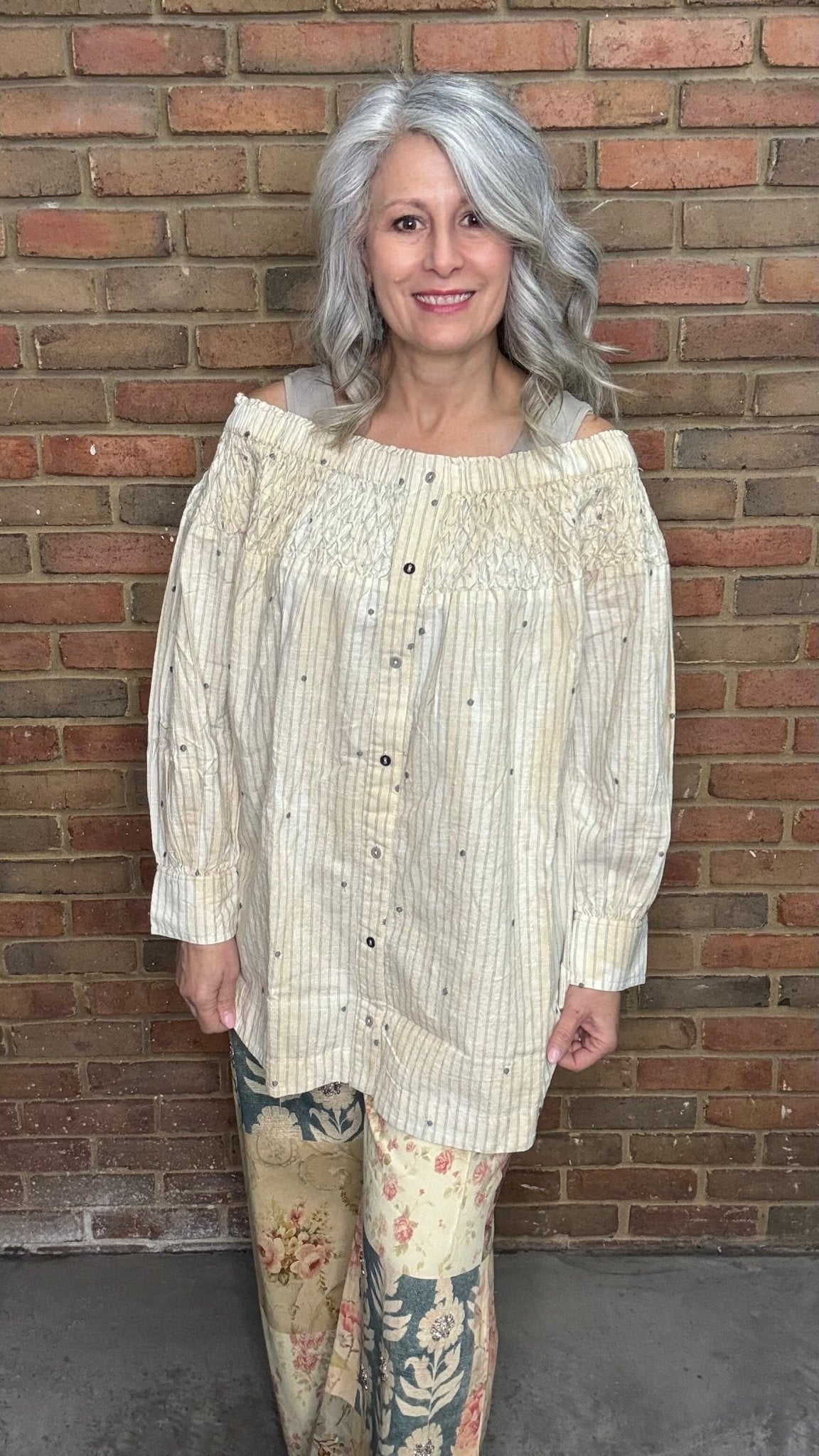 Smocked Shirt - Vintage Vault Boutique