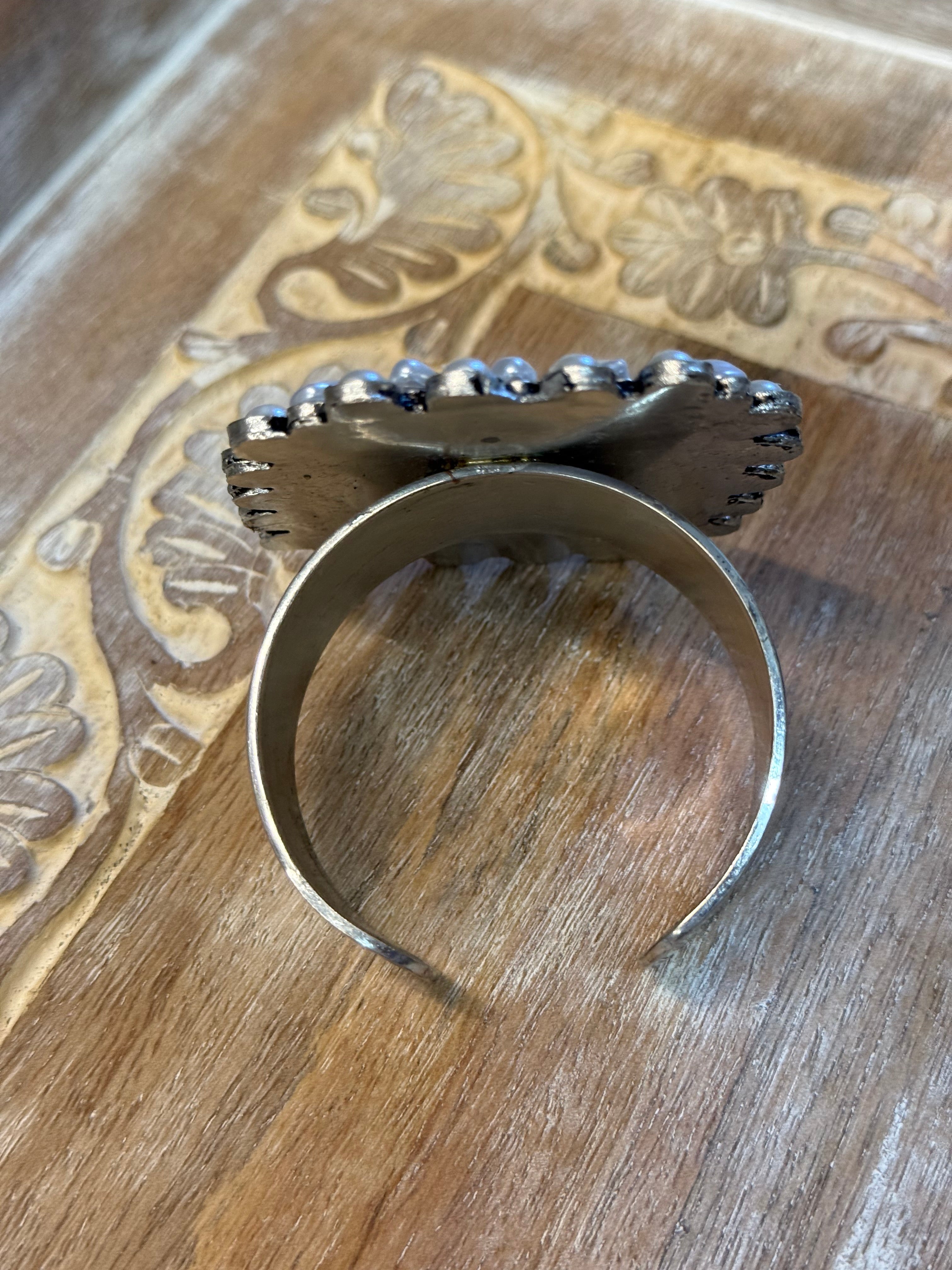 Large Pearl and Crystal Cuff