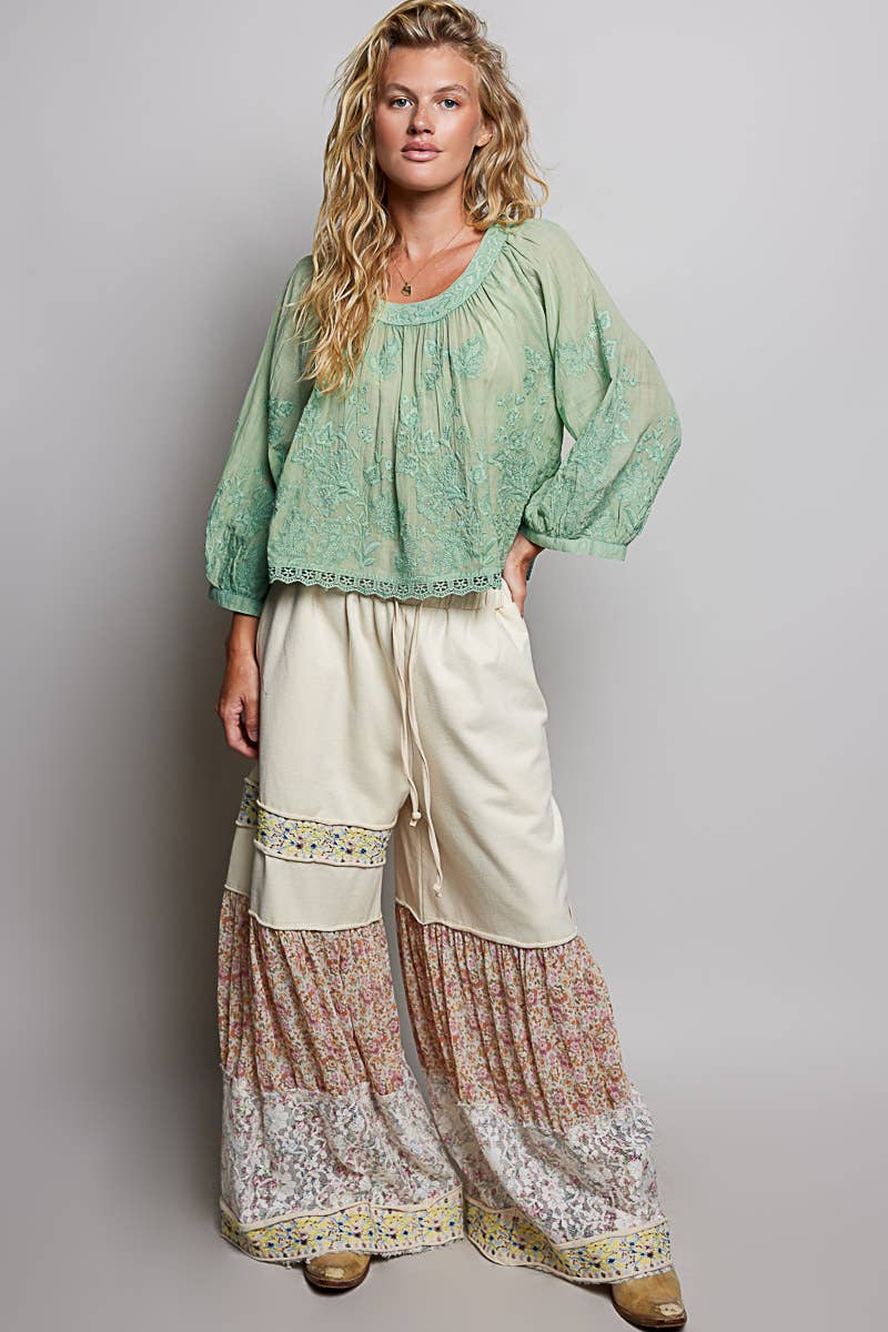 Floral Embroidered Boho Top - Vintage Vault Boutique