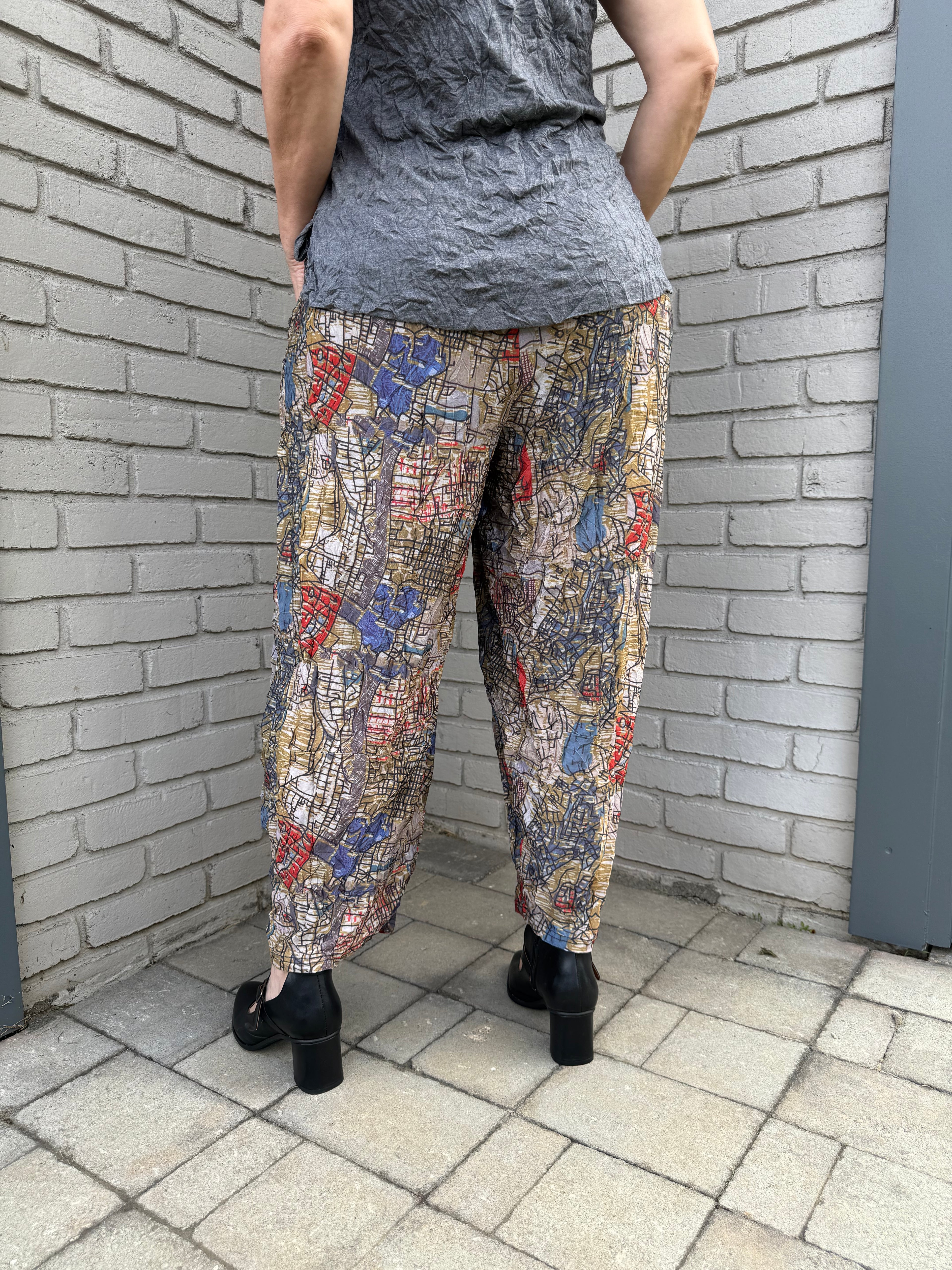 Olive European Crush Printed Pants