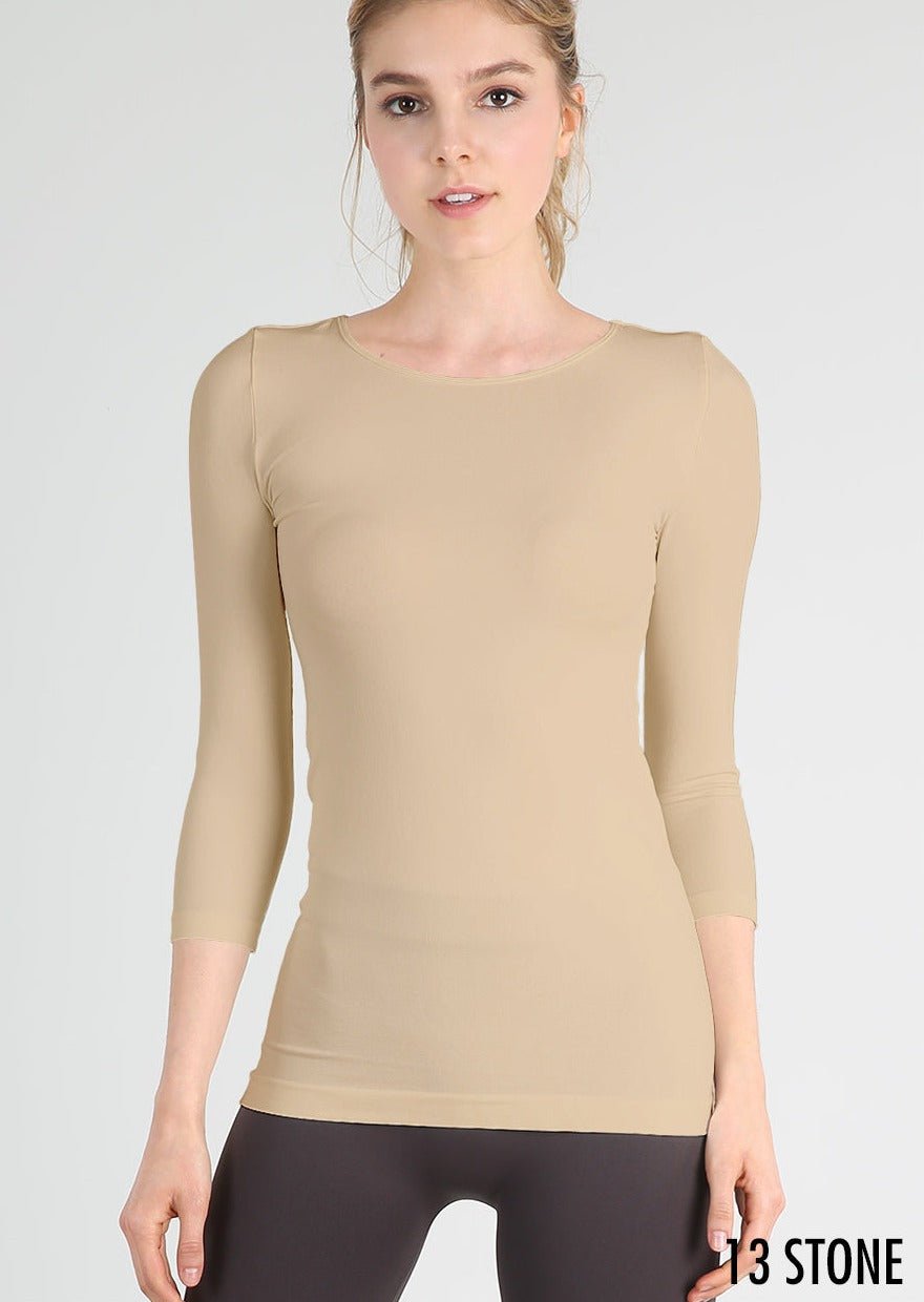 3/4 Sleeve Crew Neck Top - Vintage Vault Boutique