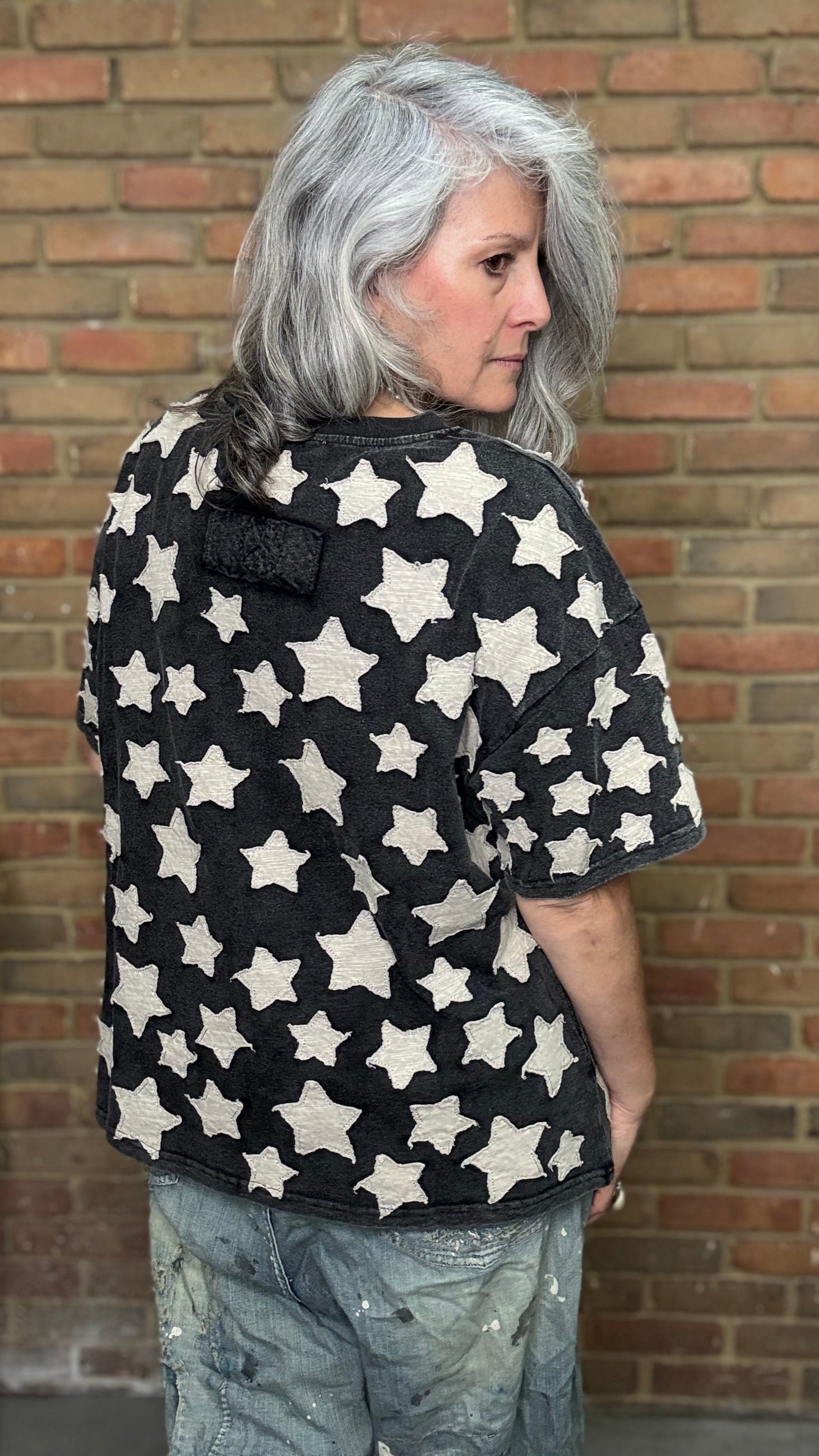 Star Patch Round Neck T-Shirt