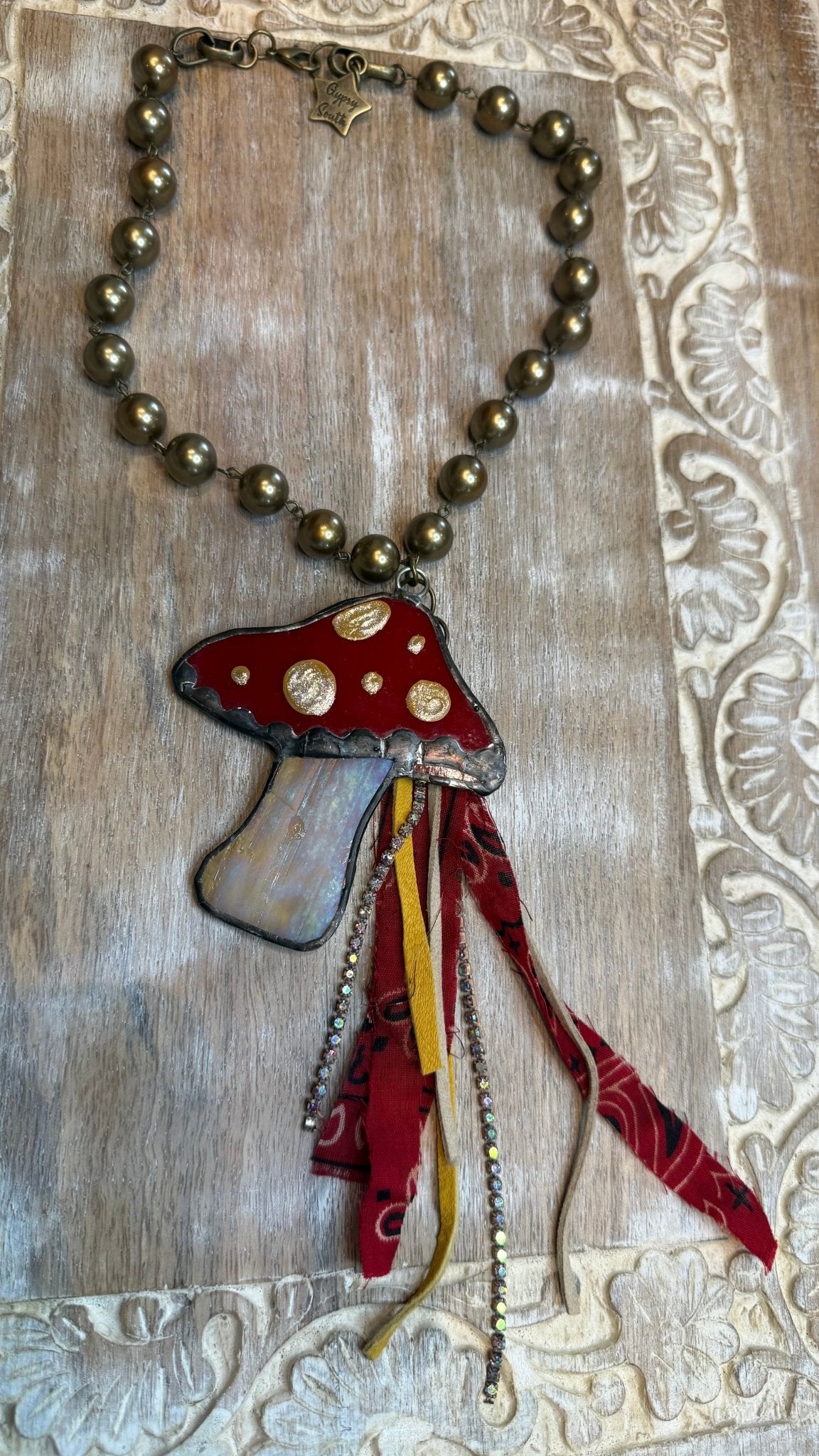 Stained Glass Mushroom Necklace - Vintage Vault Boutique