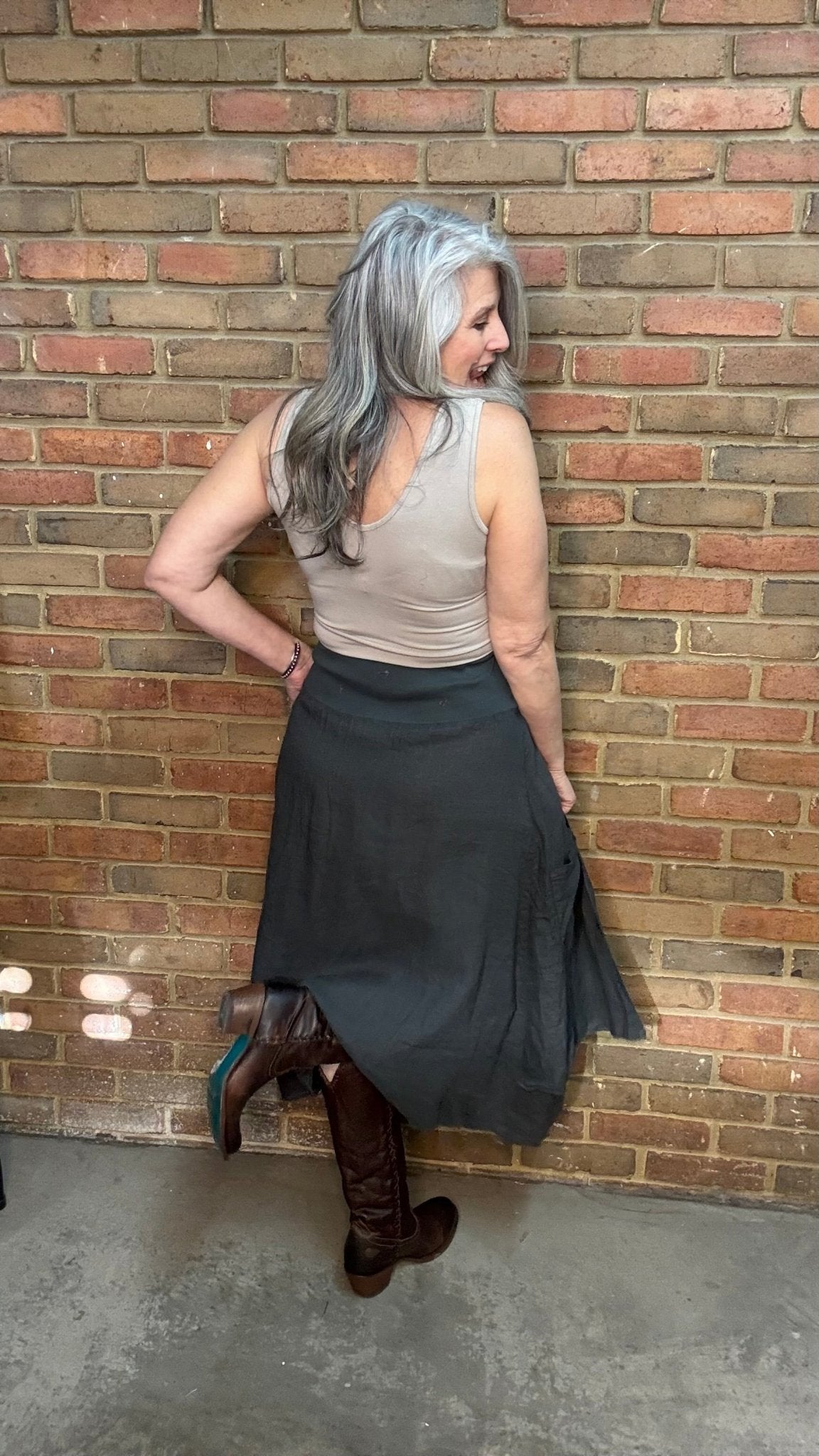 Linen Layered Pocket Skirt - Vintage Vault Boutique