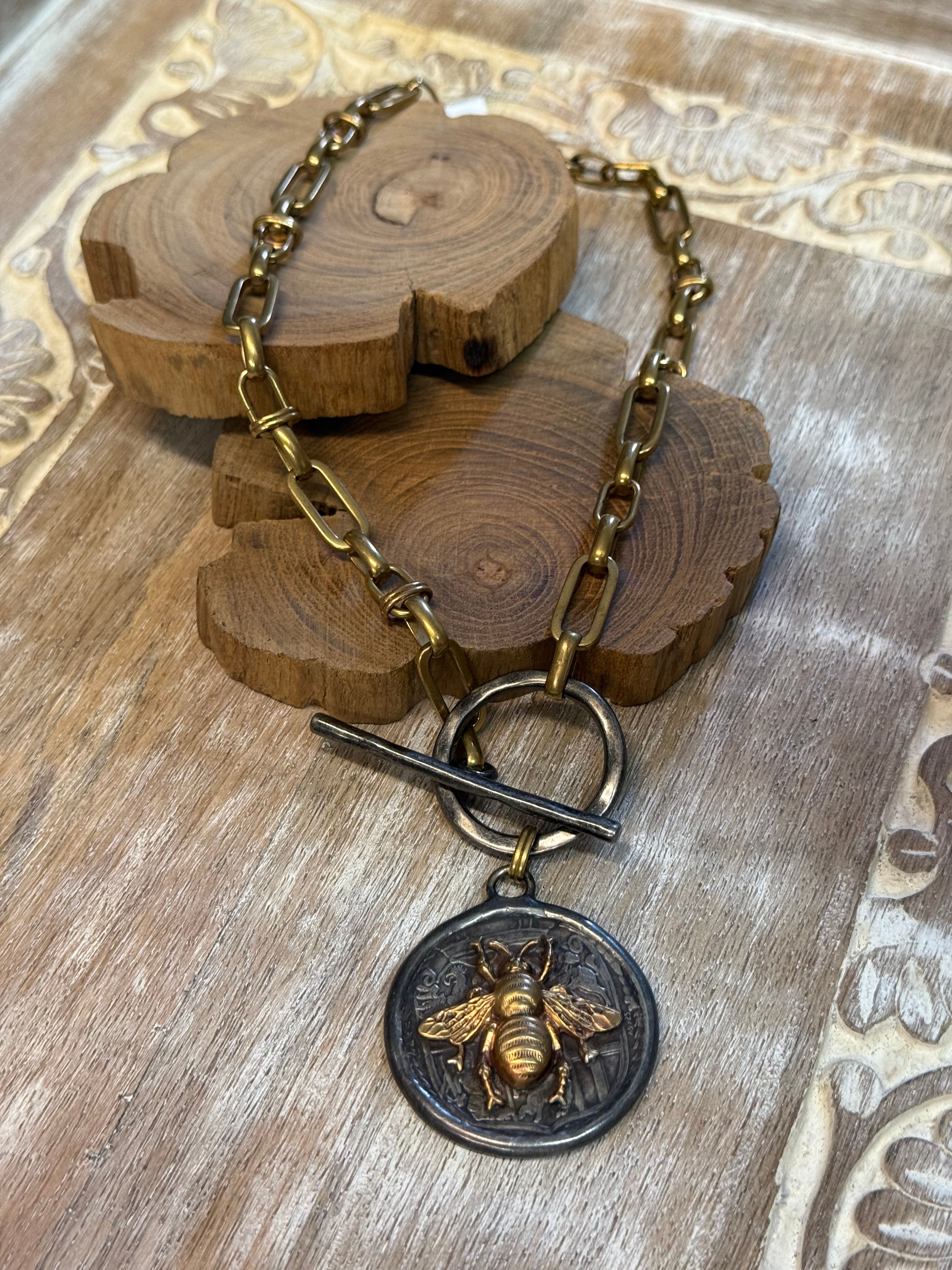Bee on Ring Toggle Necklace