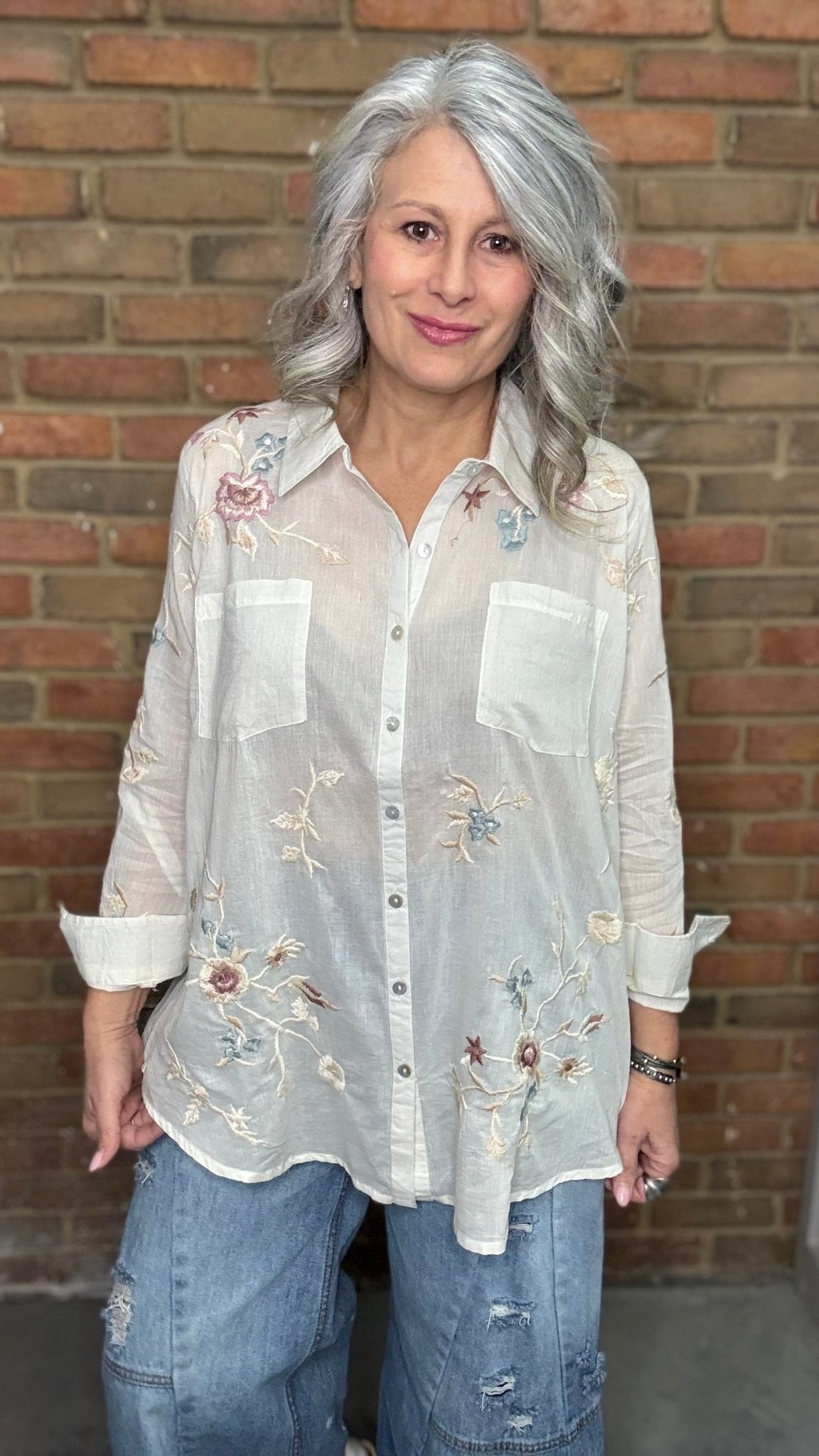 Joni Cotton Button Up Shirt - Vintage Vault Boutique