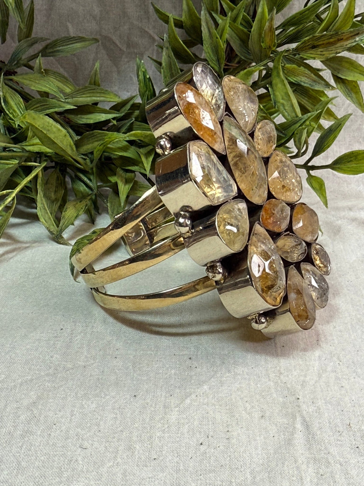 Citrine Nugget Cuff Bracelet - Vintage Vault Boutique