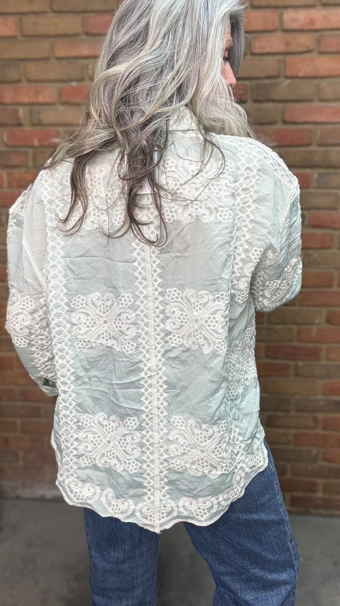 Mint Lace Shirt - Vintage Vault Boutique