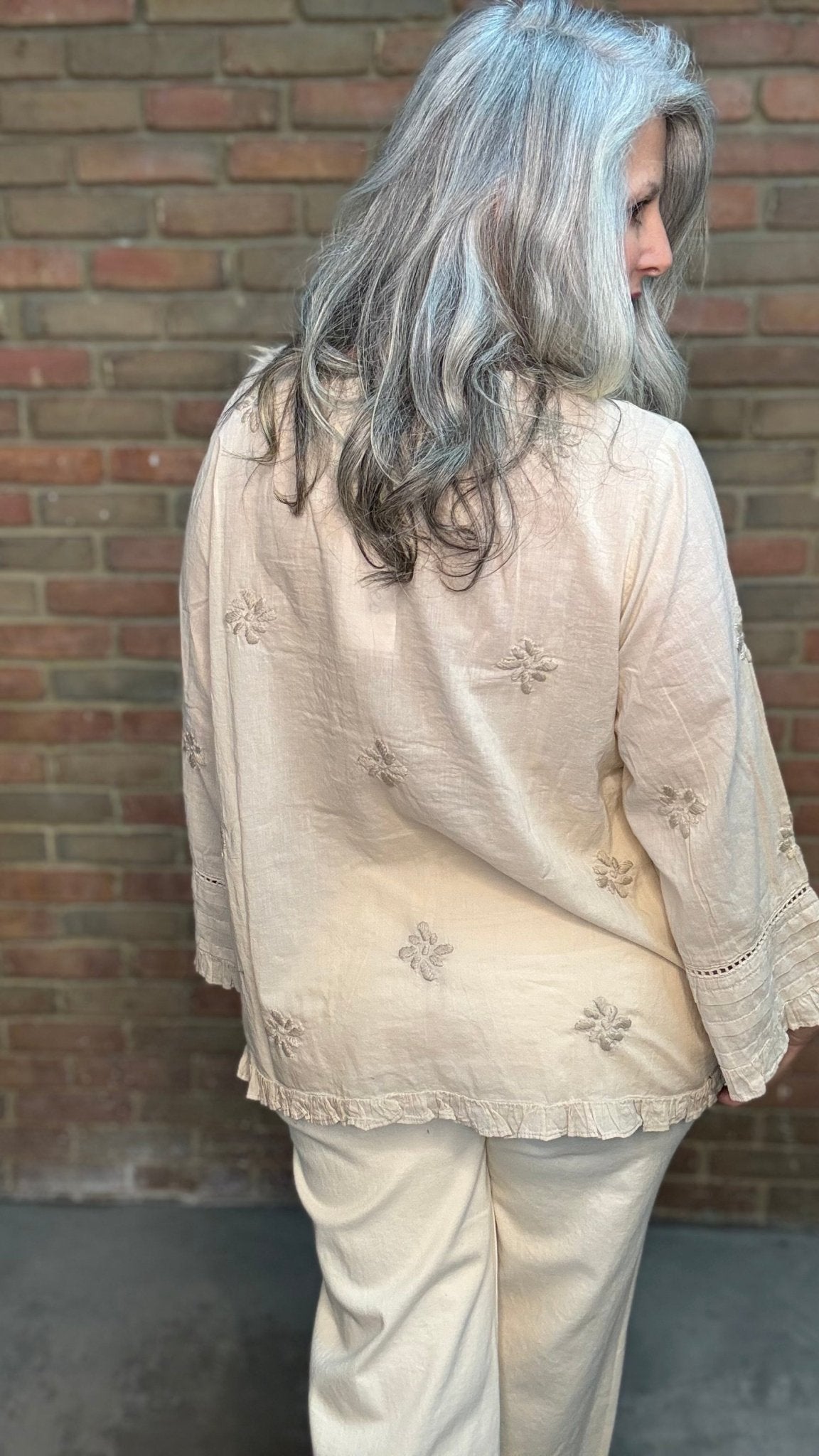 Adena - Rose Water Peasant Top - Vintage Vault Boutique