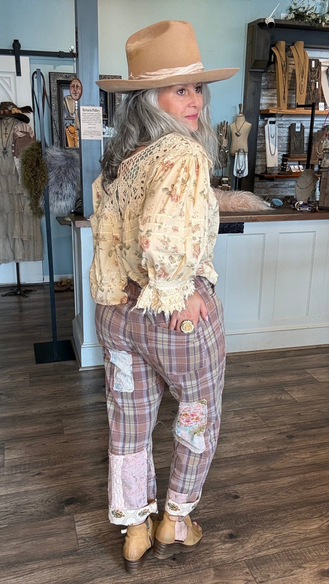 Traveling On Pants - Lavender Plaid - Vintage Vault Boutique