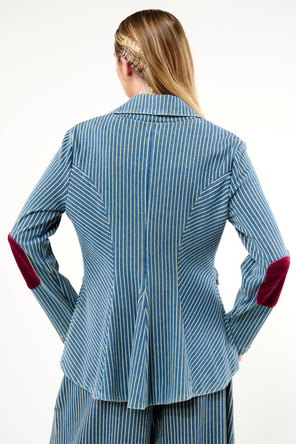 Alaia Stripe Denim Blazer