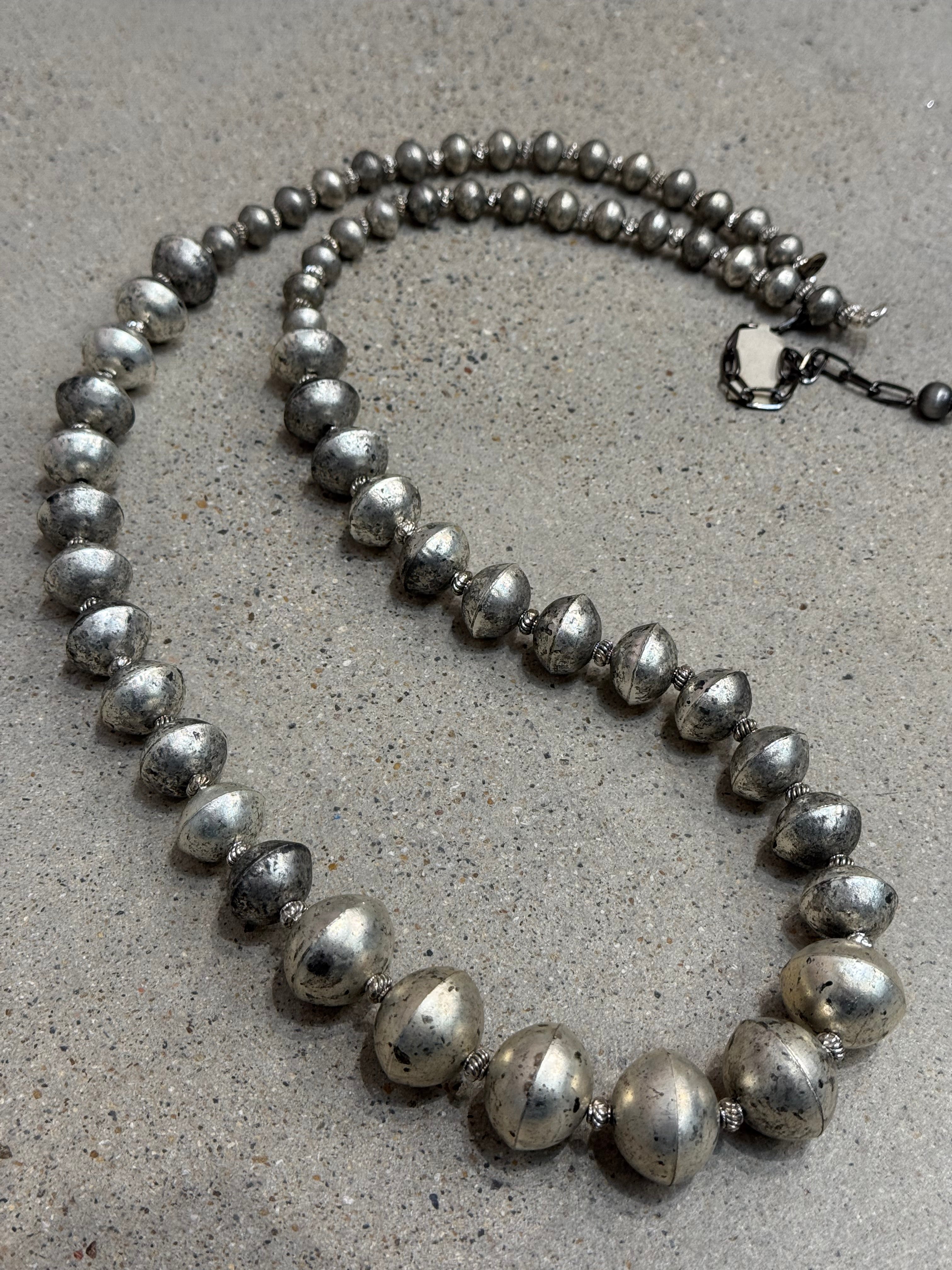 Silver Saucer Beaded Necklace