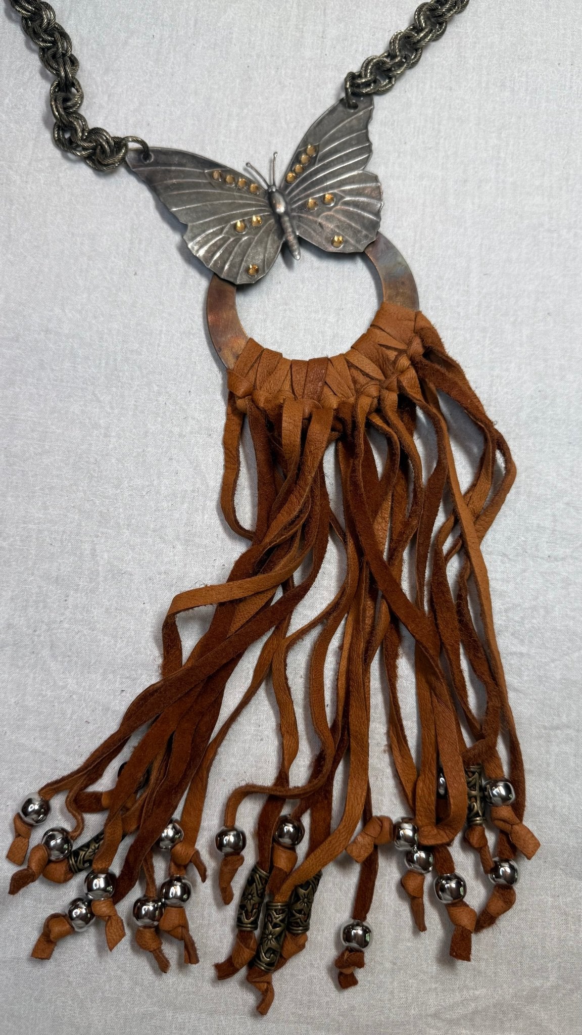 Butterfly Ring Tassel Necklace - Vintage Vault Boutique