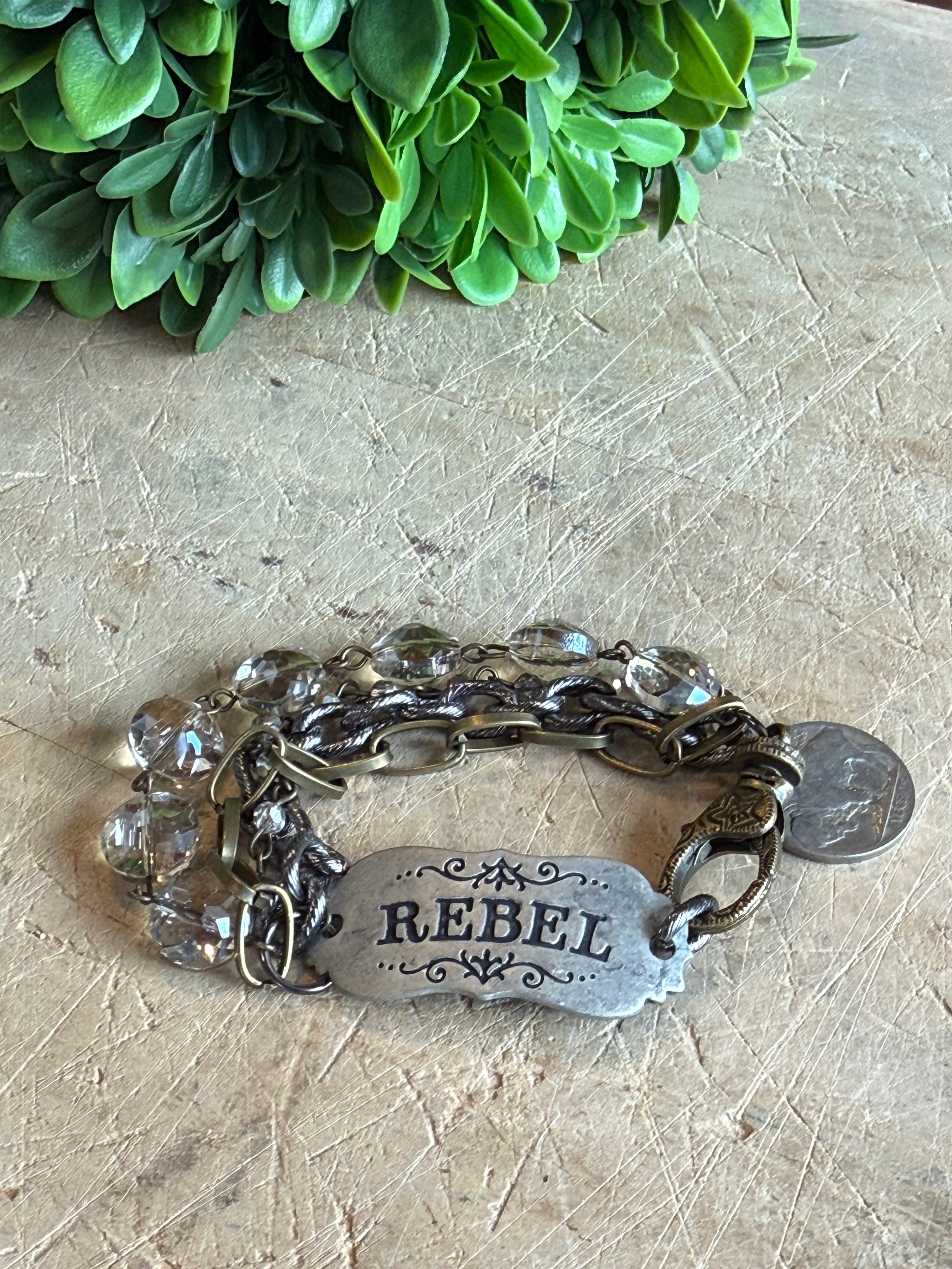 Rebel Vintage Stamped Bracelet