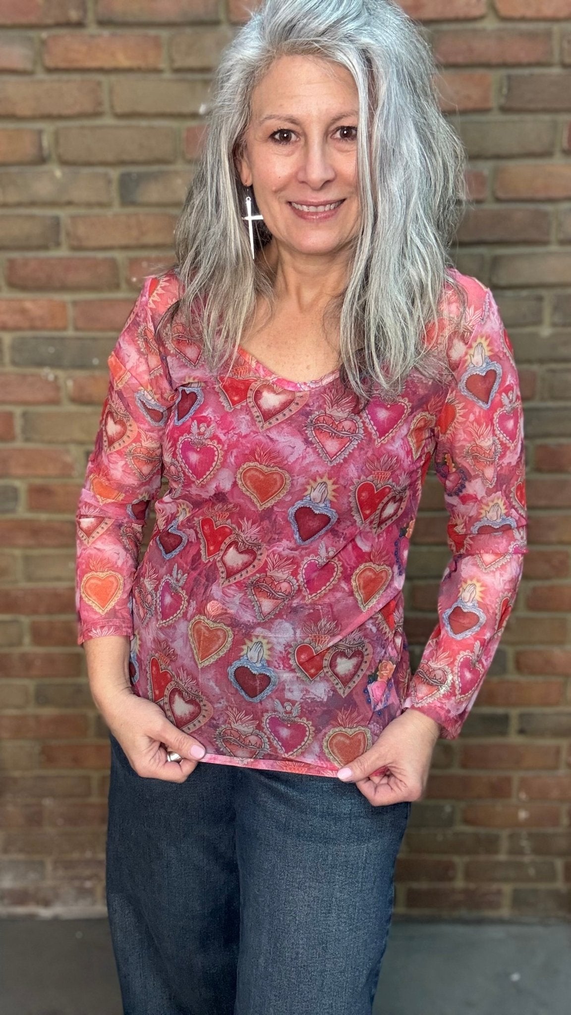 Heart Mesh Top - Vintage Vault Boutique