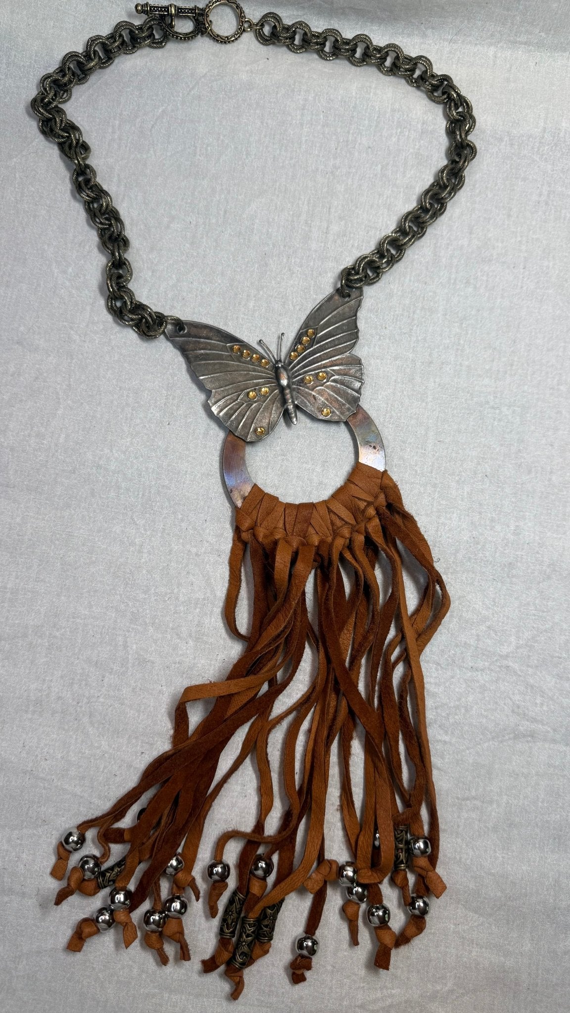 Butterfly Ring Tassel Necklace - Vintage Vault Boutique