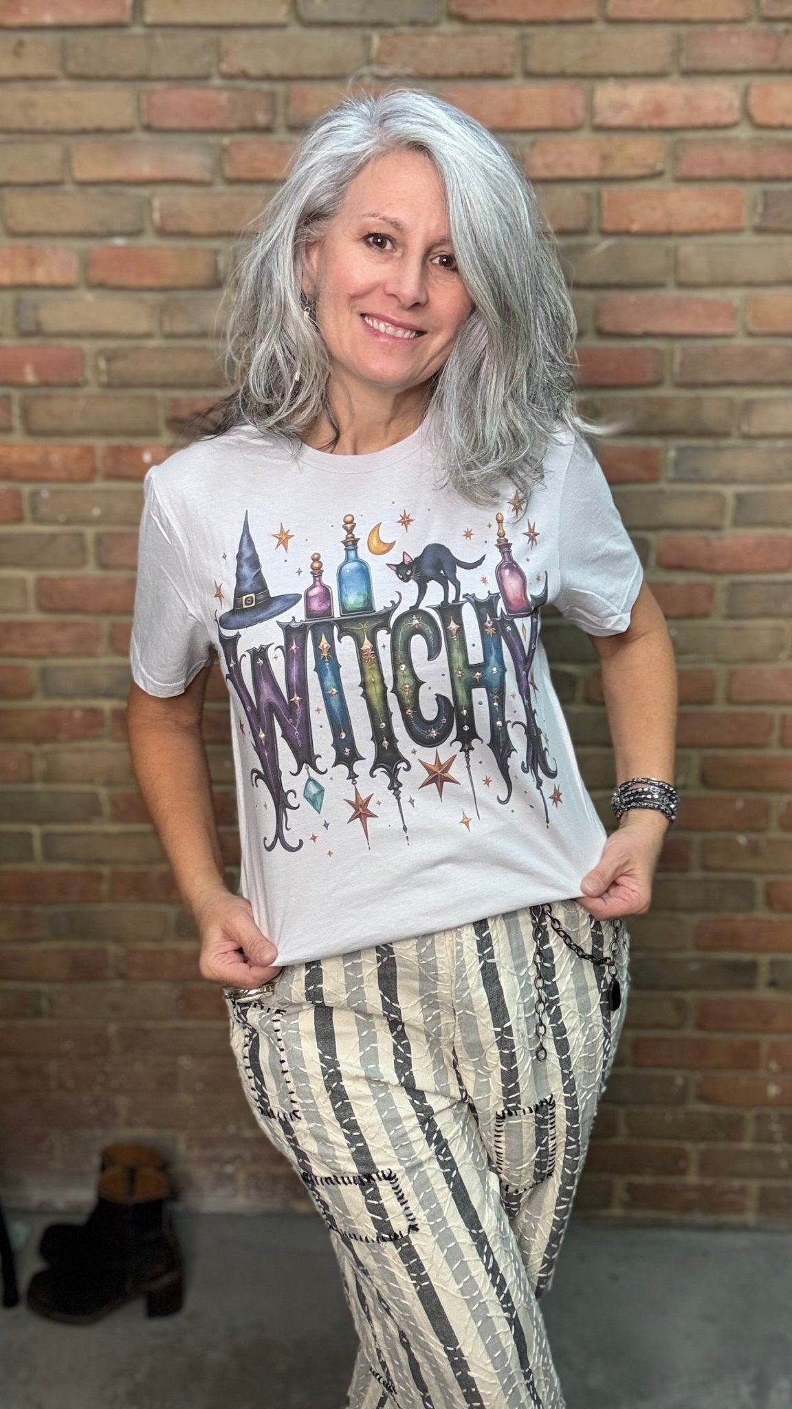 Gray Ice Witchy Bling Tee - Vintage Vault Boutique