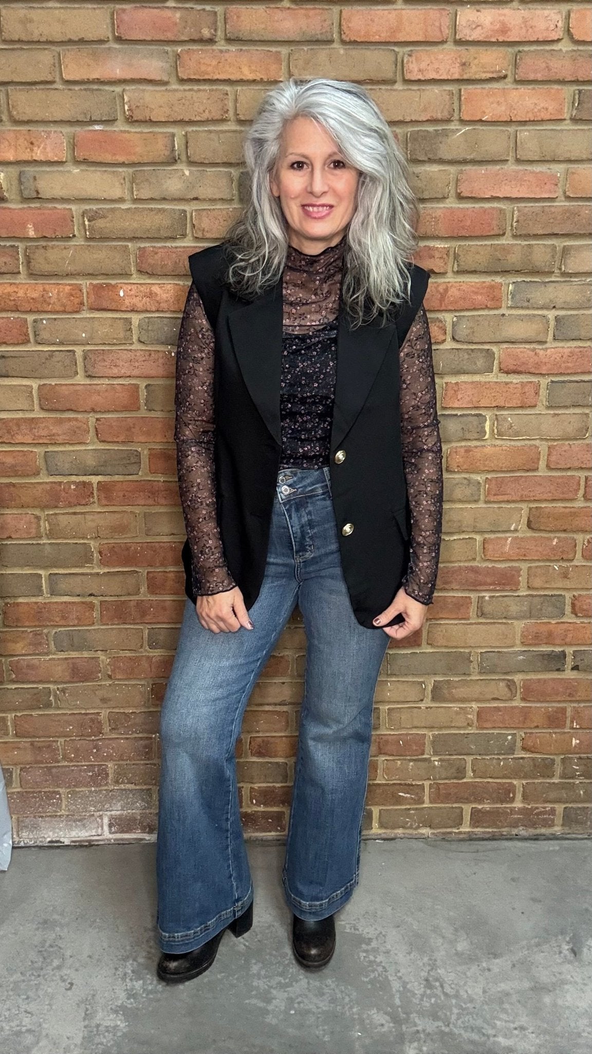 Black Lace Long Sleeve Top - Vintage Vault Boutique