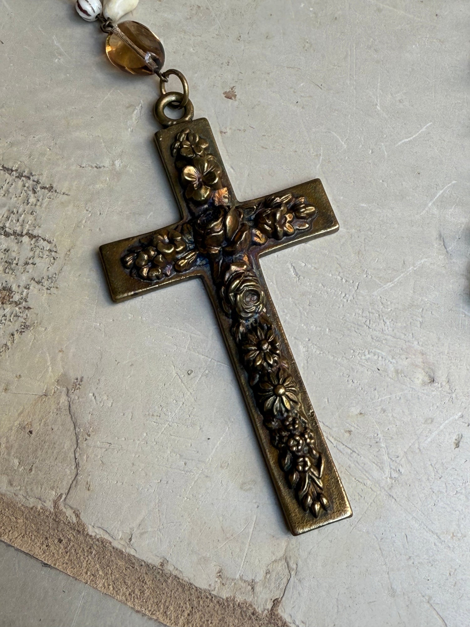 EKD Vintage Pearl Chain Rosary Necklace