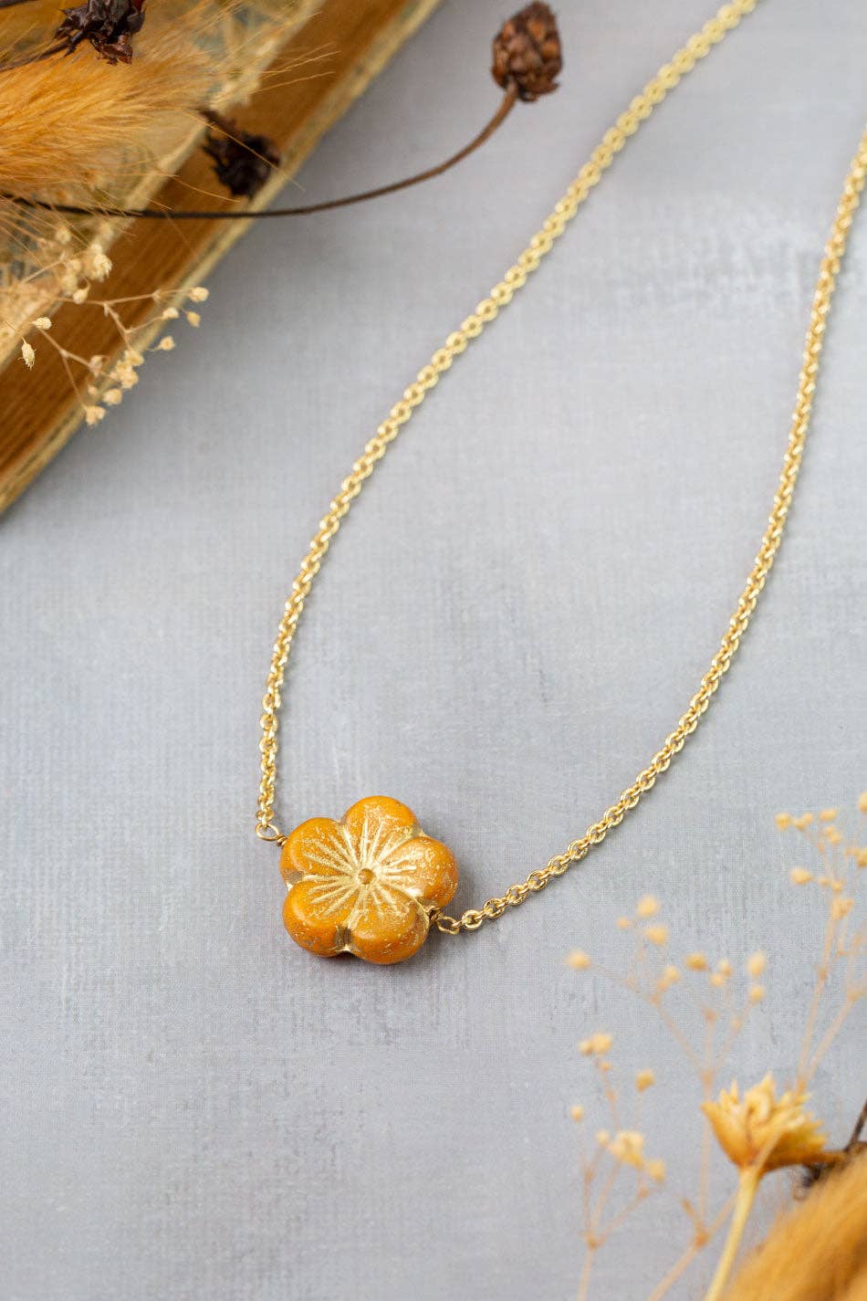 Azulejo Glass Flower Necklaces 008N - Vintage Vault Boutique