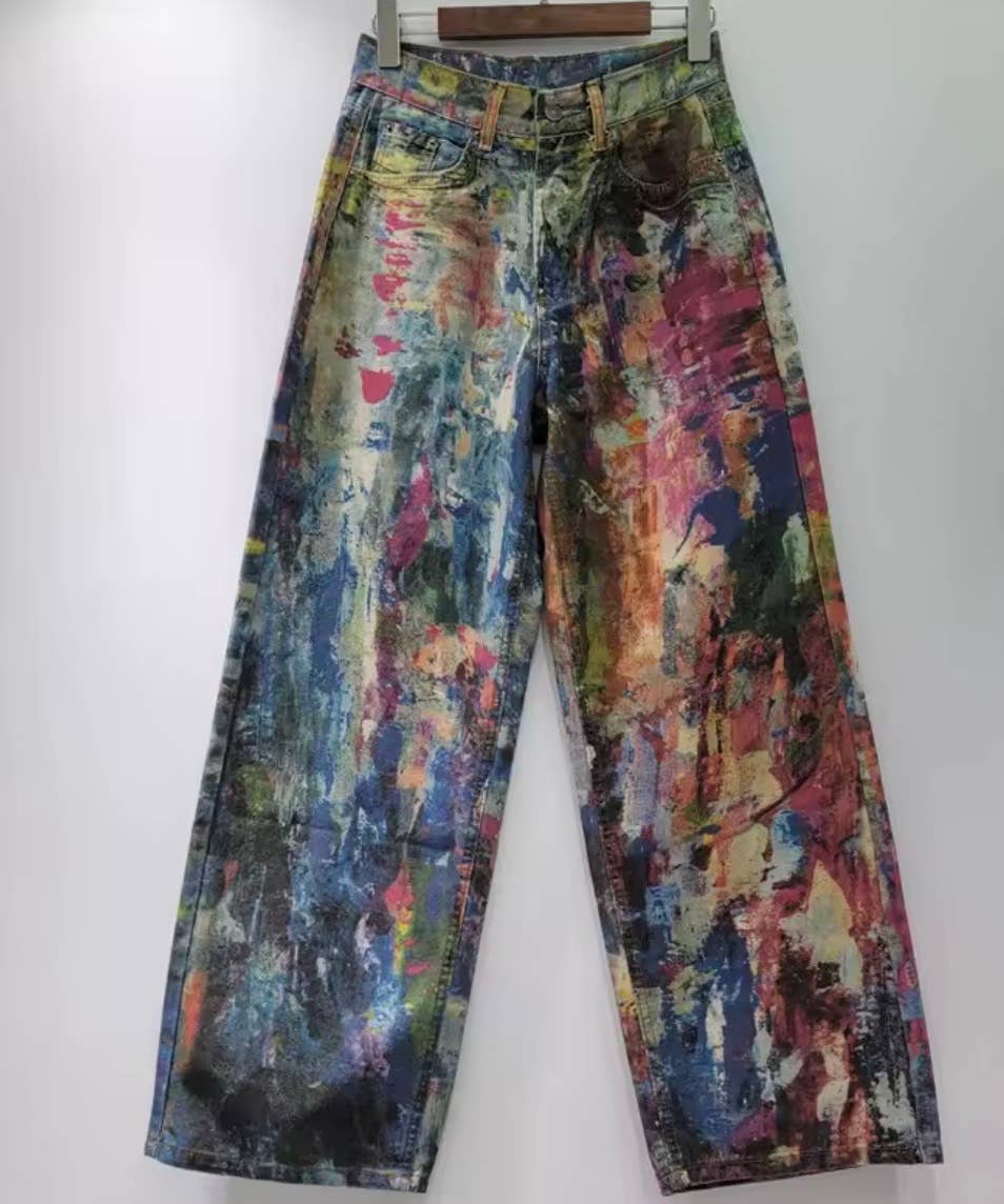 Printed Denim Jeans - Vintage Vault Boutique