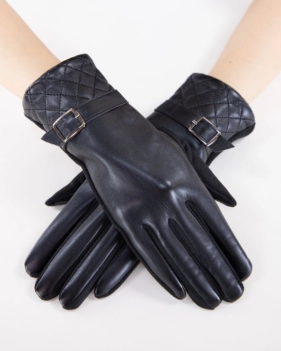 Faux Leather Quilted Cuff Gloves - Vintage Vault Boutique