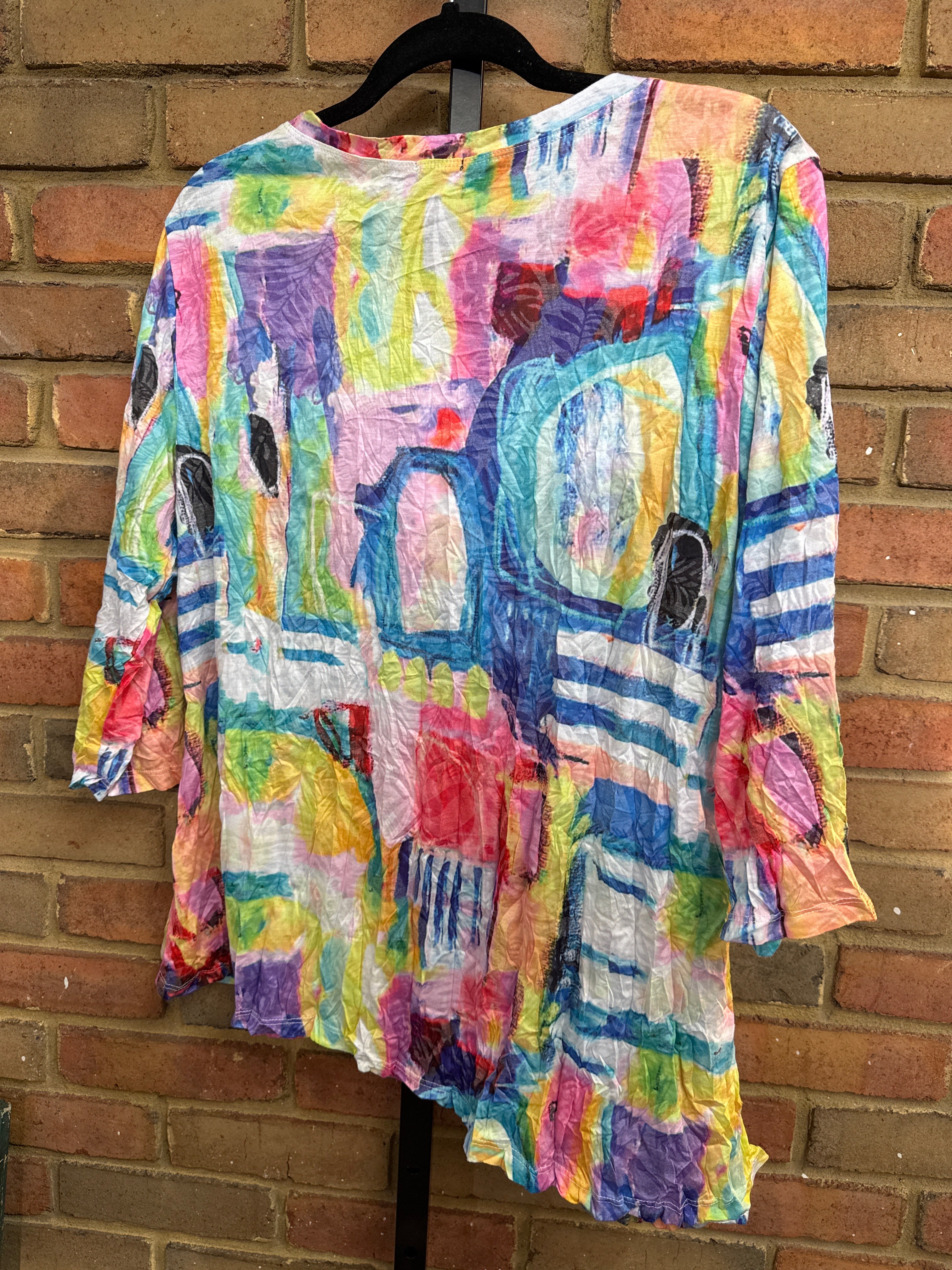 Crinkle Asymmetric One Pocket Top 2X & 3X