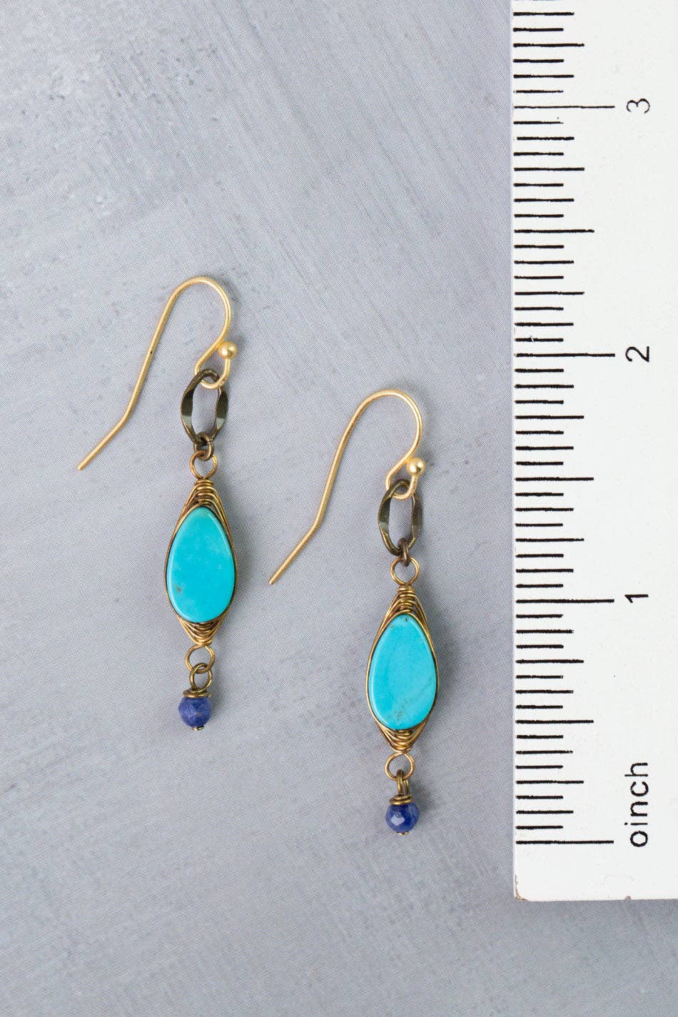 Love One Another Lapis, Turquoise Herringbone Earrings - Vintage Vault Boutique