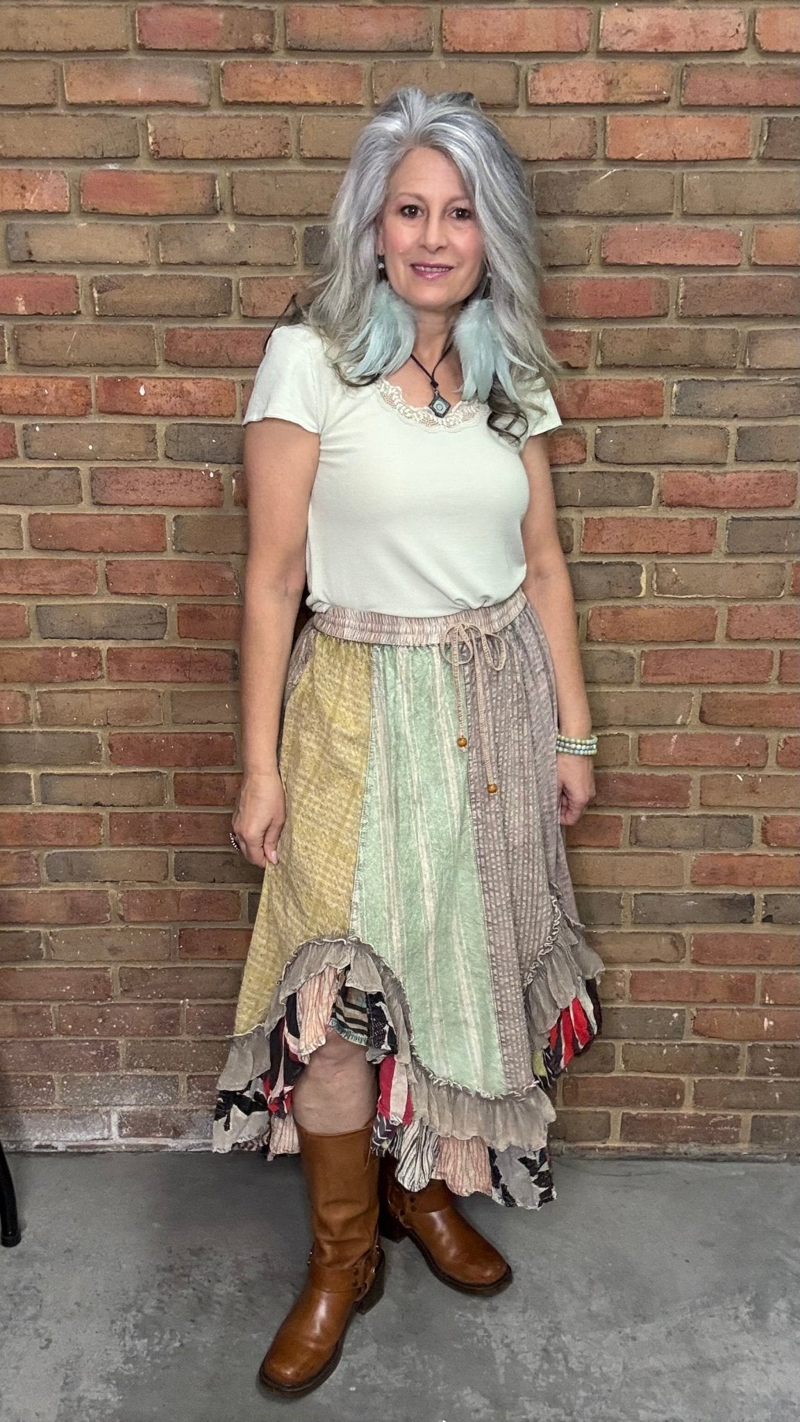Boho Chic Patchwork Midi Skirt - Vintage Vault Boutique