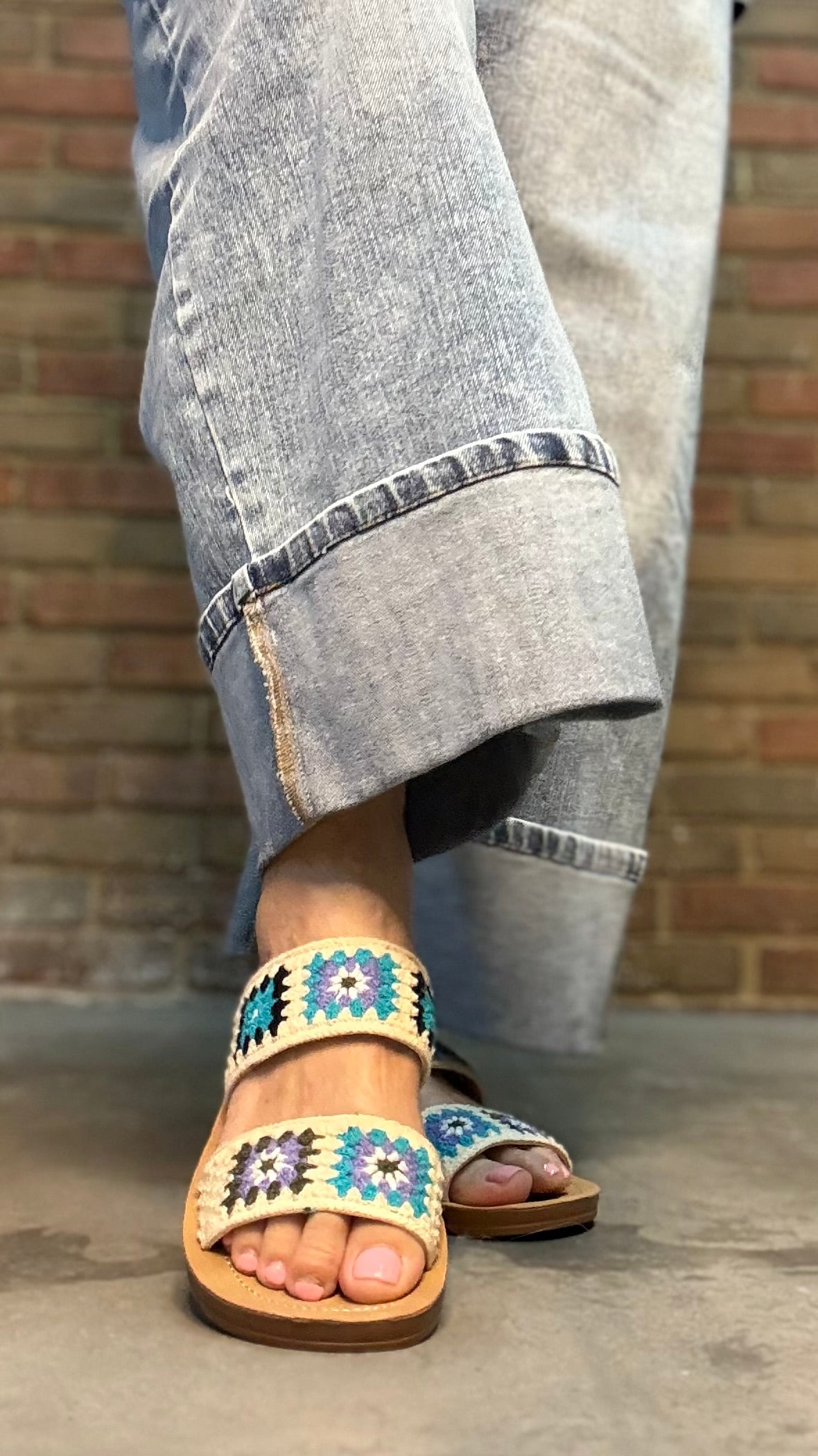 Toodles Light Blue Crochet Sandals - Vintage Vault Boutique