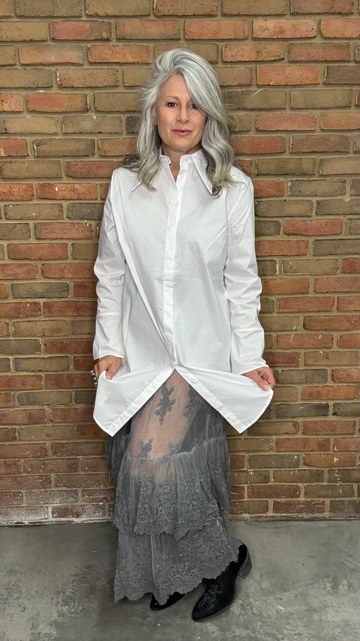 White X - Long Pointed Collar Shirt - Vintage Vault Boutique