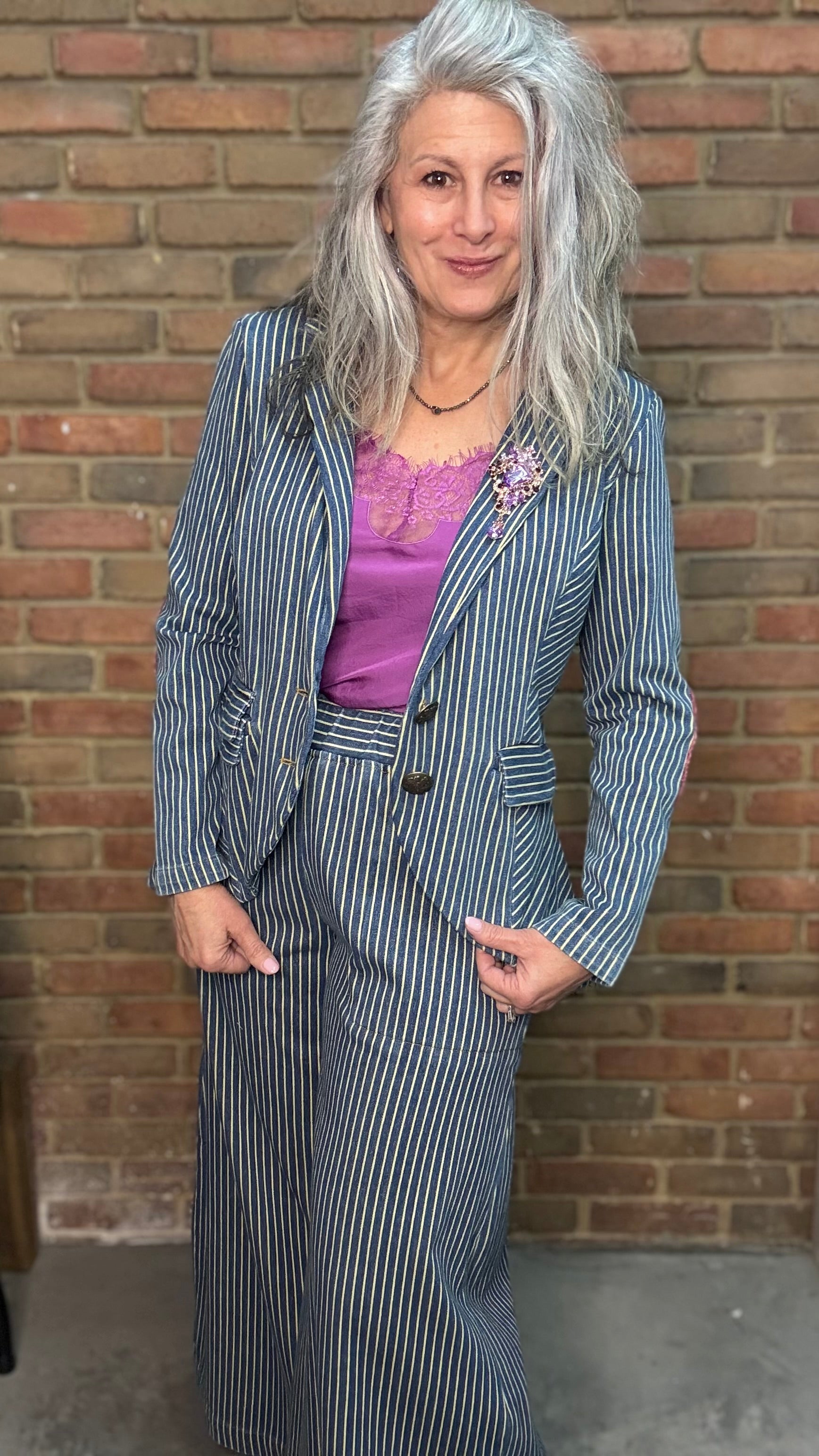 Alaia Stripe Denim Blazer