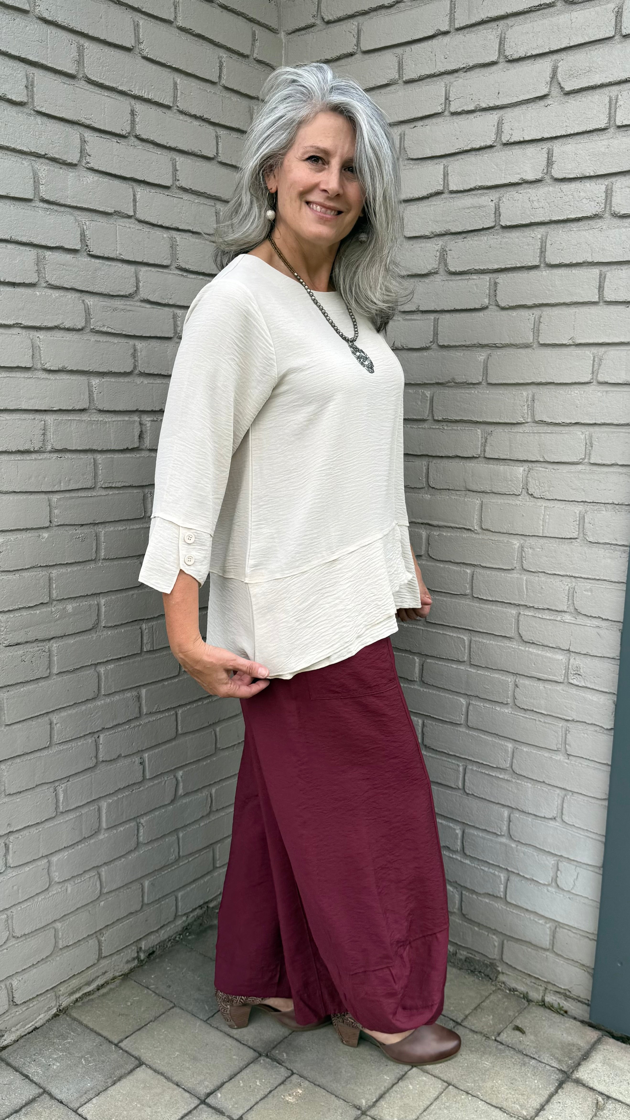 Cream Airflow Button Detail Tunic
