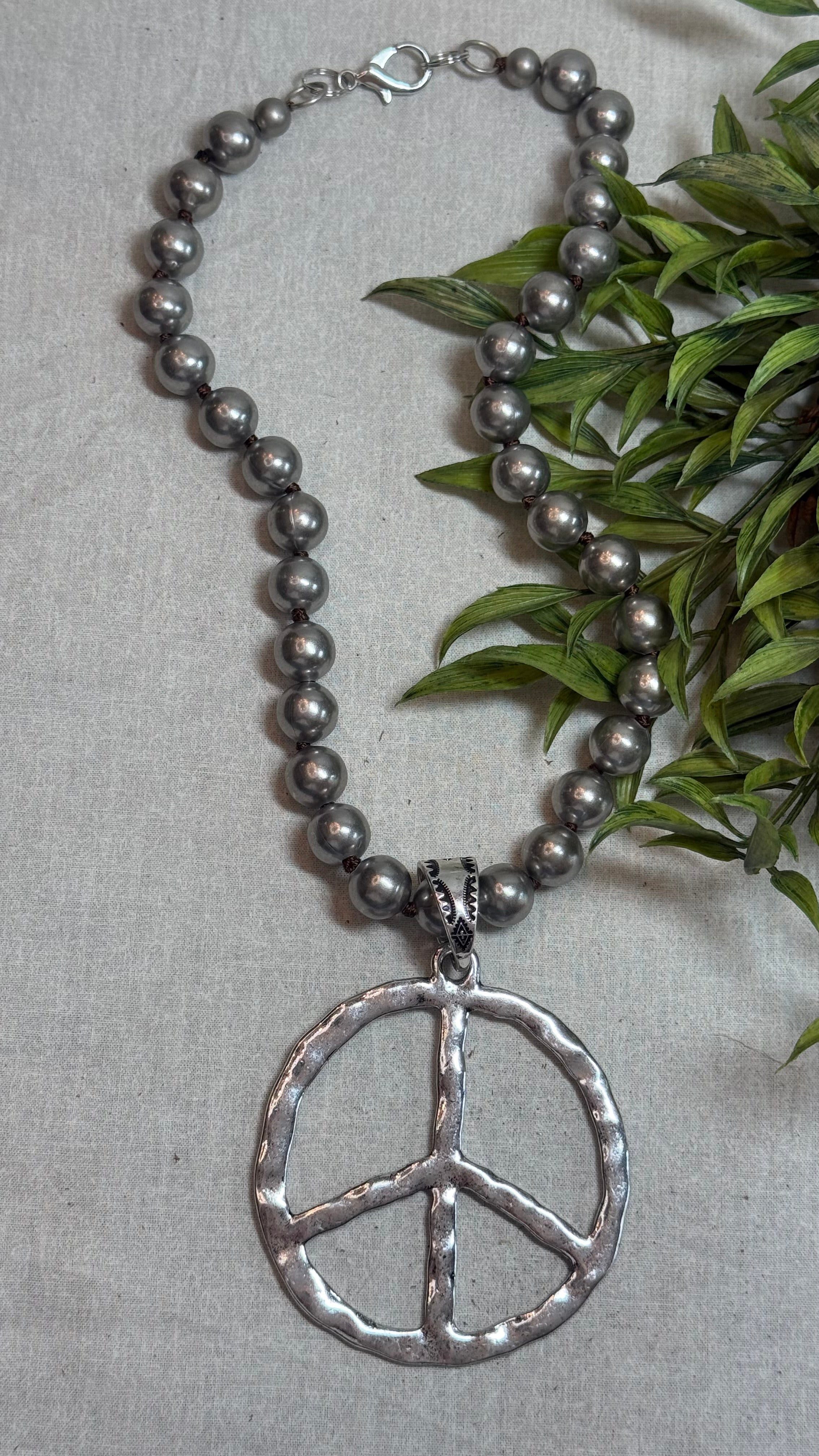Large Open Peace Sign Necklace