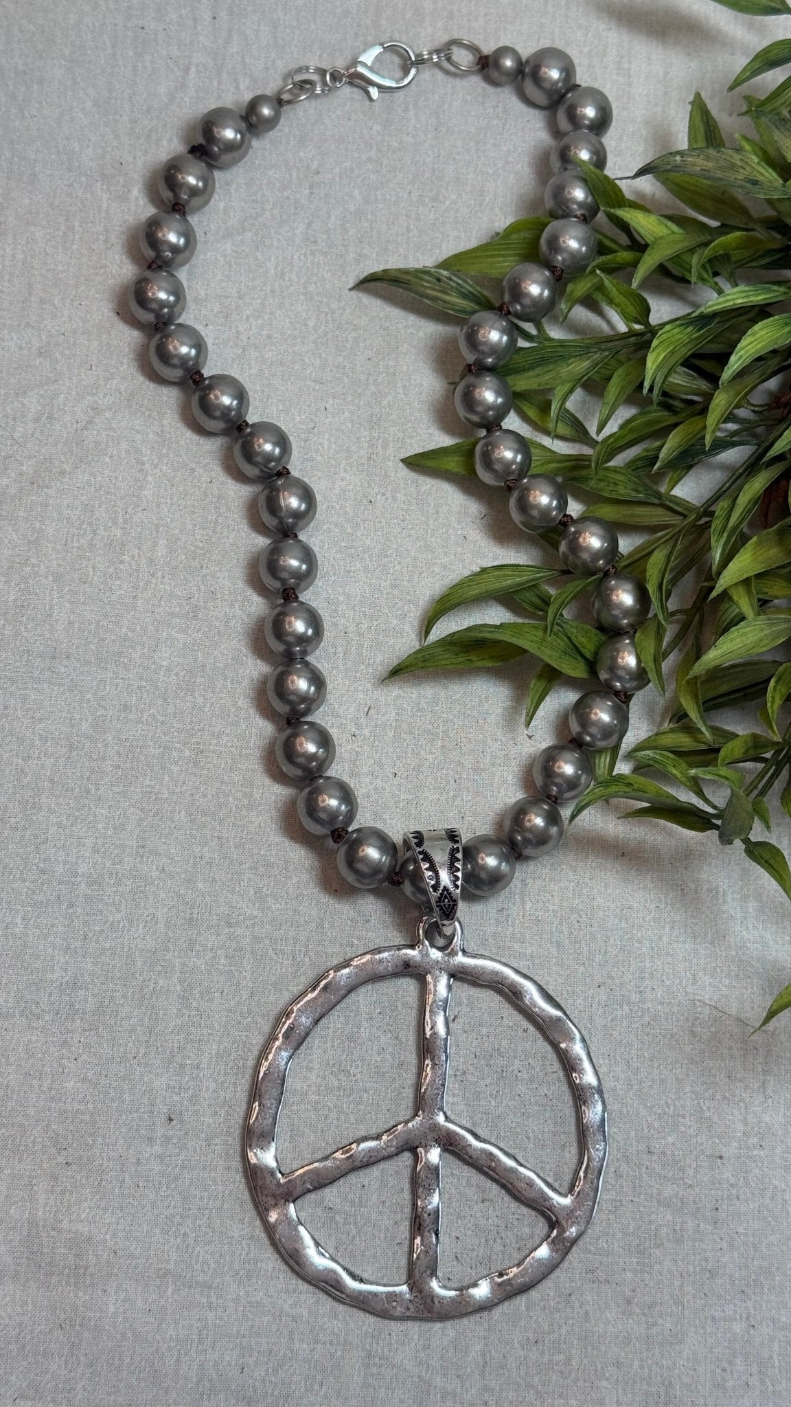 Large Open Peace Sign Necklace - Vintage Vault Boutique