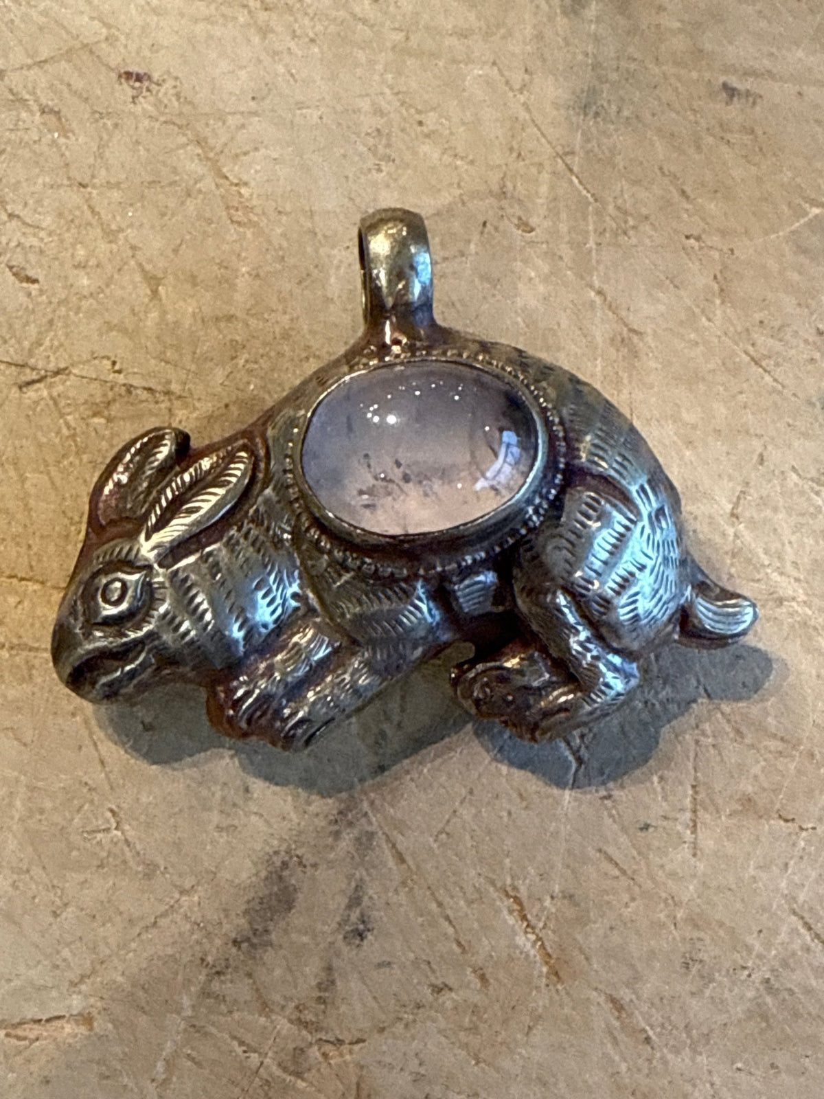 Rabbit with Stone Pendant - Vintage Vault Boutique