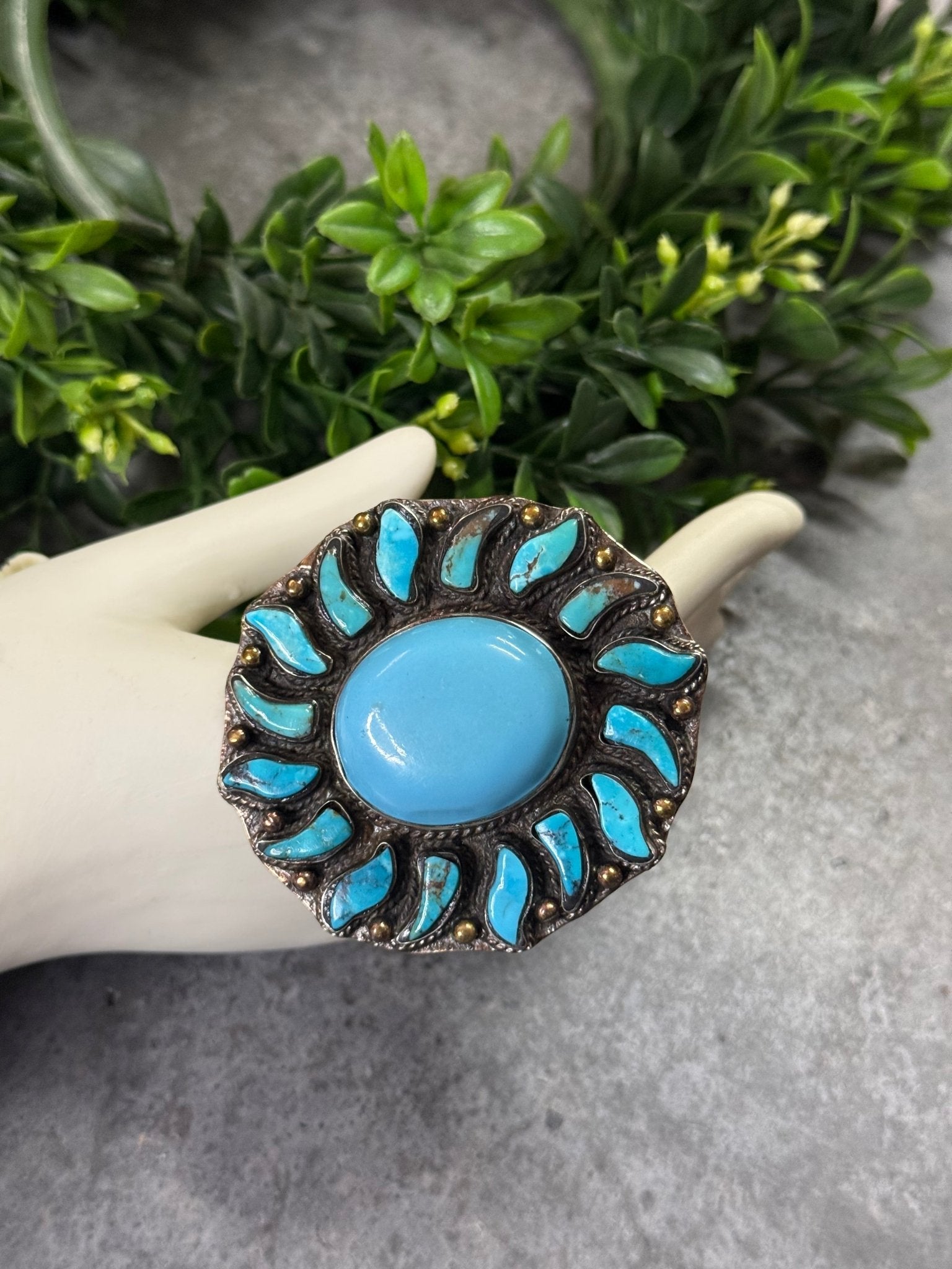 Turquoise Sun Ring - Vintage Vault Boutique