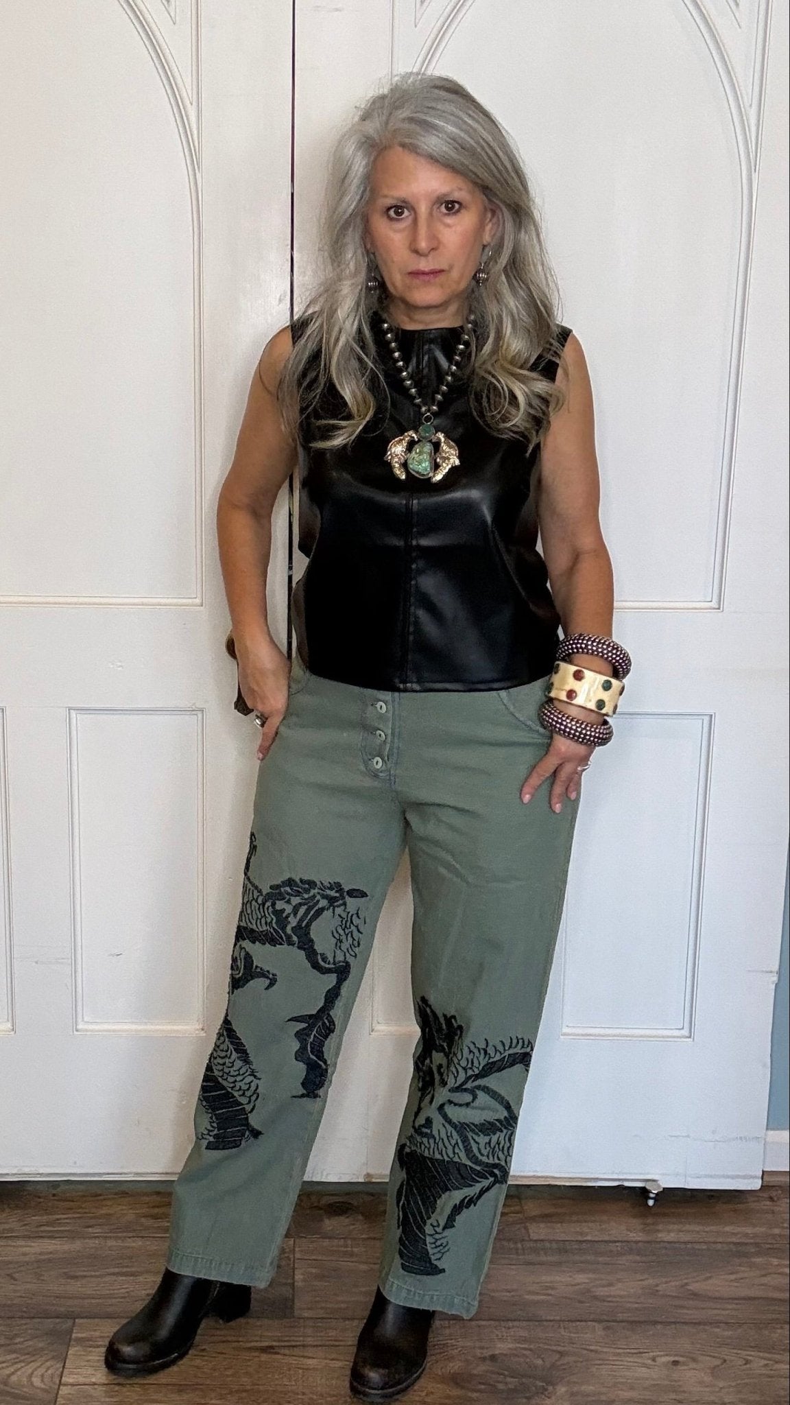 SUMANA - Black Sleeveless Faux Leather Top - Vintage Vault Boutique