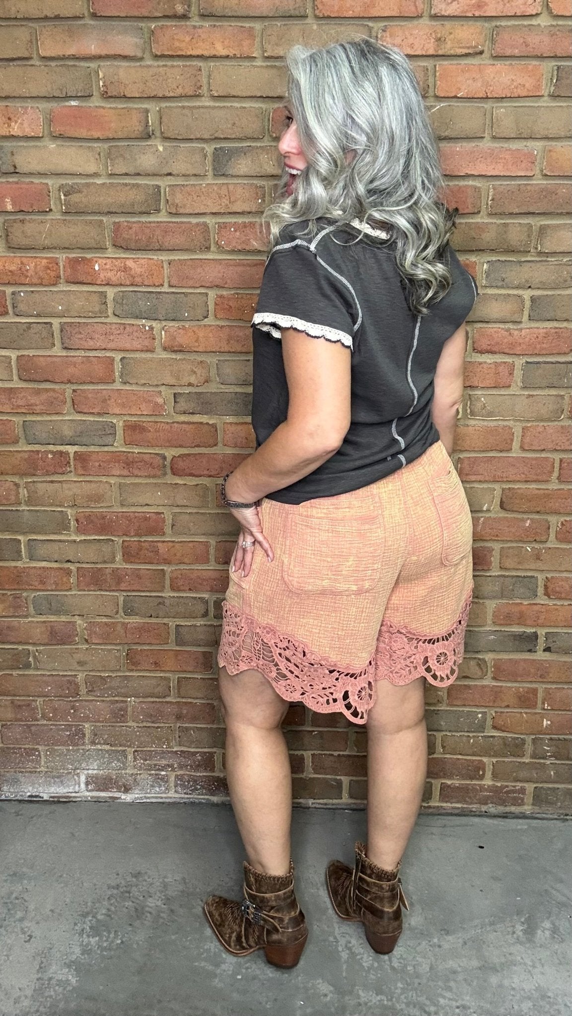 Cotton Gauze Lace Trim Shorts - Vintage Vault Boutique