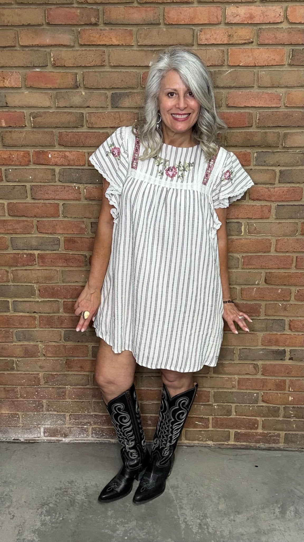 Cross Stitch Striped Cotton Dress - Vintage Vault Boutique