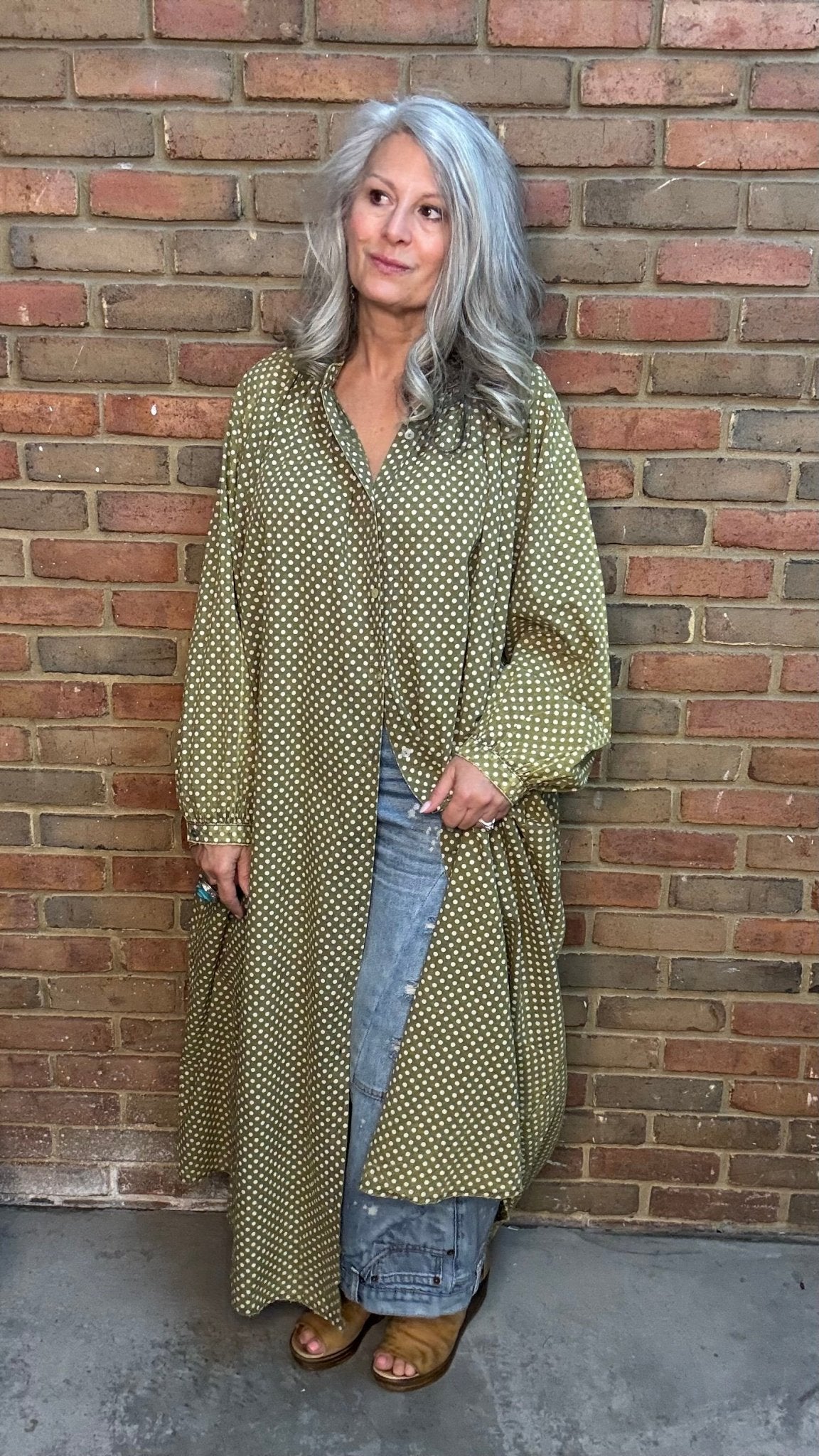 Sweet Nothings Dress Olive Dot - Vintage Vault Boutique