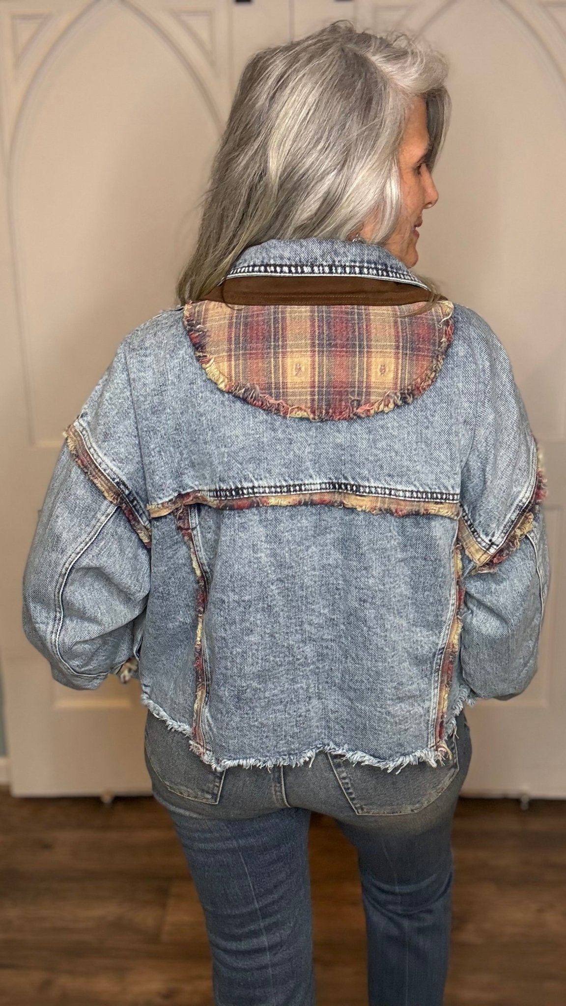 Washed Distressed Denim Jacket - Vintage Vault Boutique