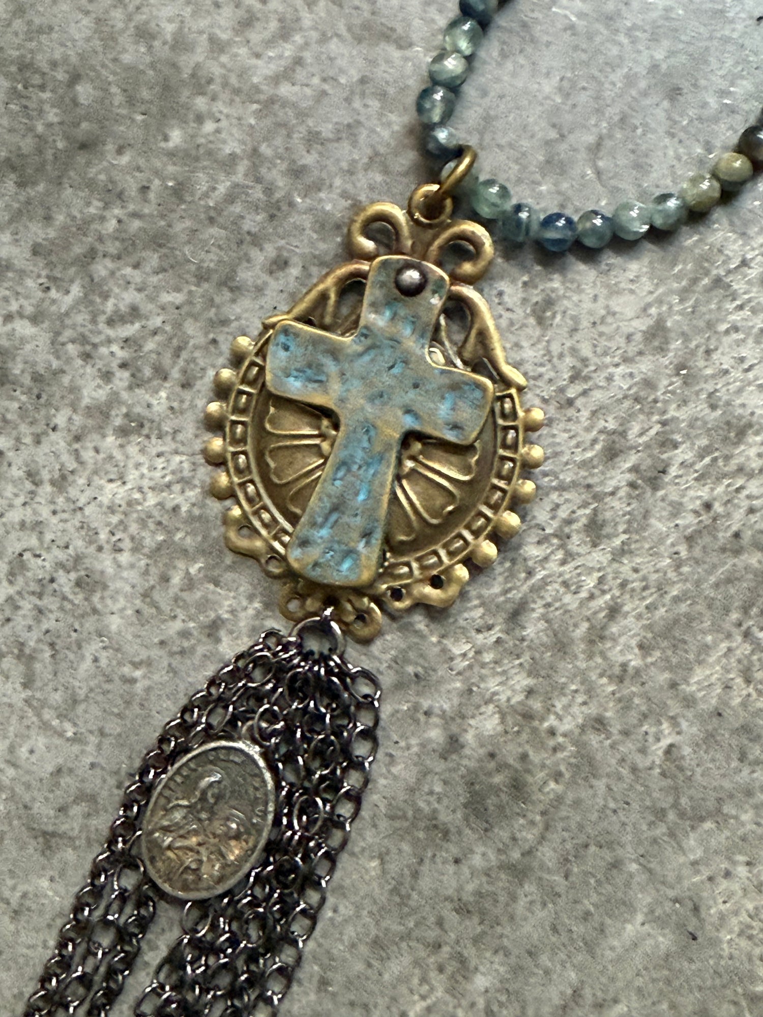 Cross Medallion with Tassel Necklace