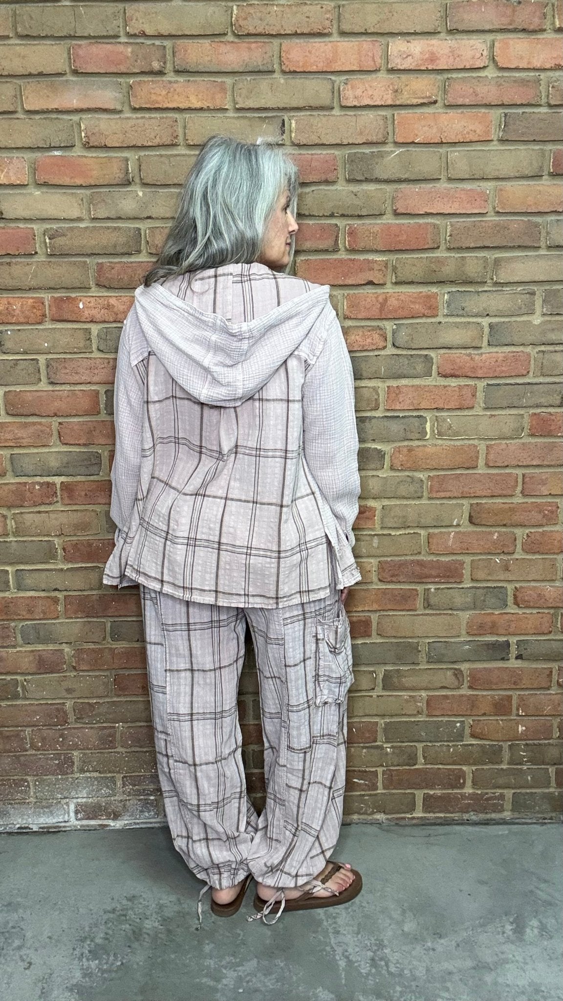 Dusty Lavender Plaid Joggers - Vintage Vault Boutique