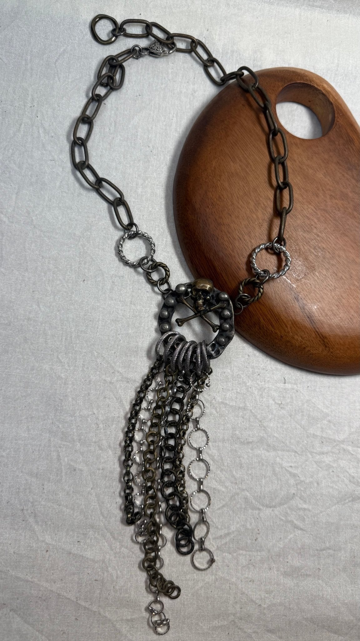Skull Cross Bones and Chains Necklace - Vintage Vault Boutique